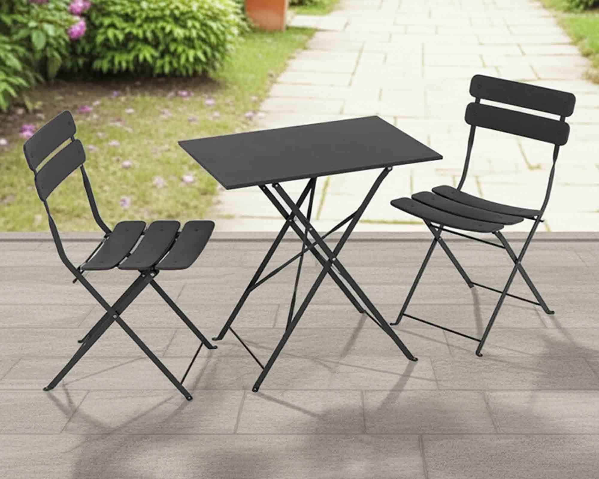 Set Balcone Tavolo Speedy Richiudibile + 2 Sedie Antracite in Ferro