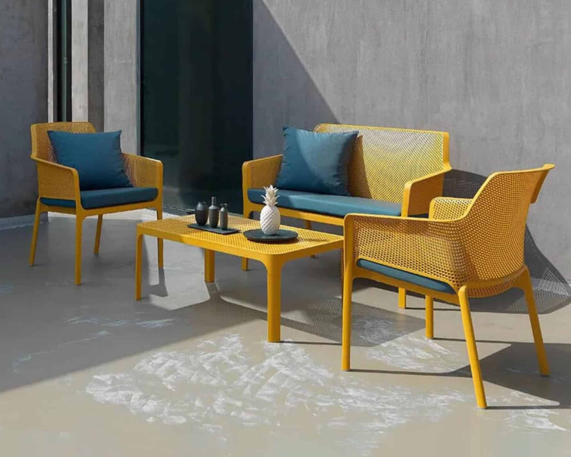 Set 4 Pz Salotto Net Senape in Polipropilene - Nardi