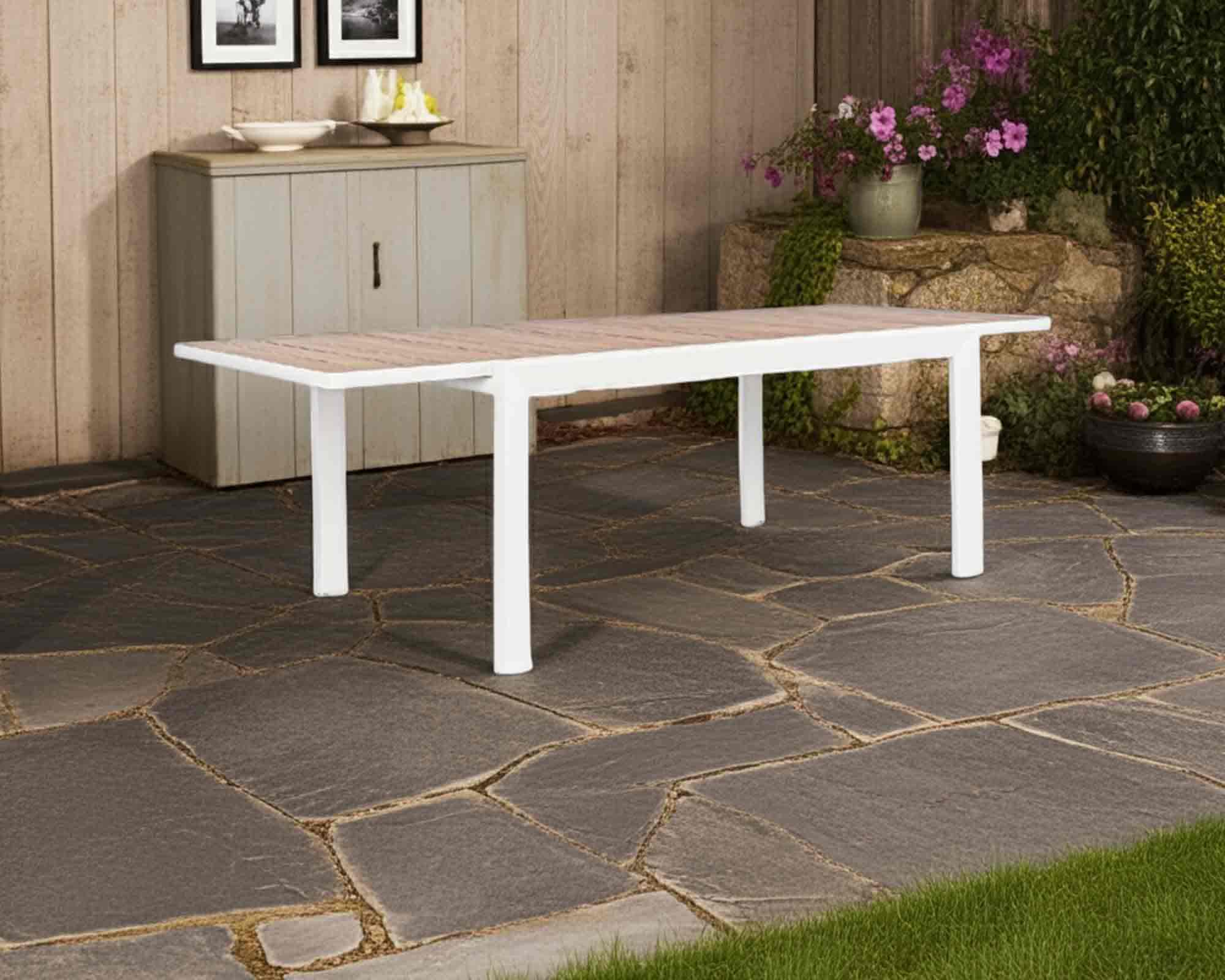 Set Pranzo Tavolo Belmar 160-240x100 Bianco + 4 Sedie con Braccioli in Alluminio e Polipropilene - Bizzotto - immagine 9