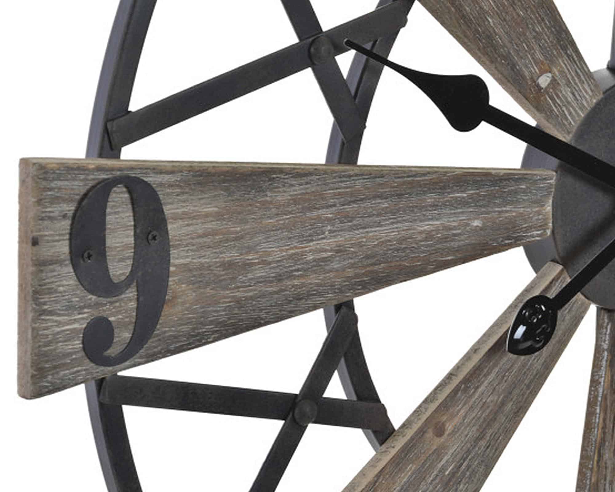 Orologio da Parete Naturale 60x4,5x60cm in Legno e Metallo - immagine 2