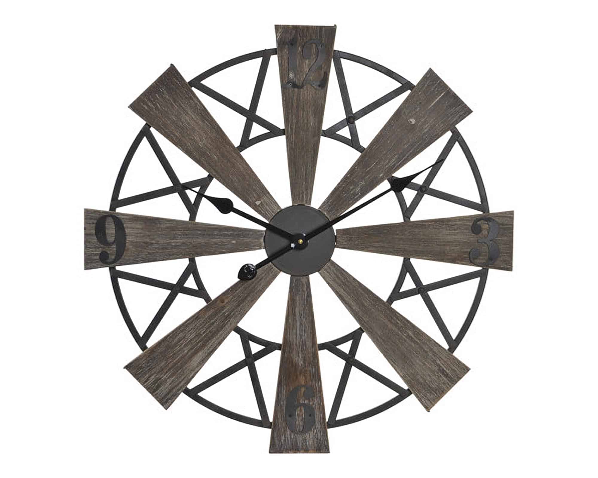 Orologio da Parete Naturale 60x4,5x60cm in Legno e Metallo