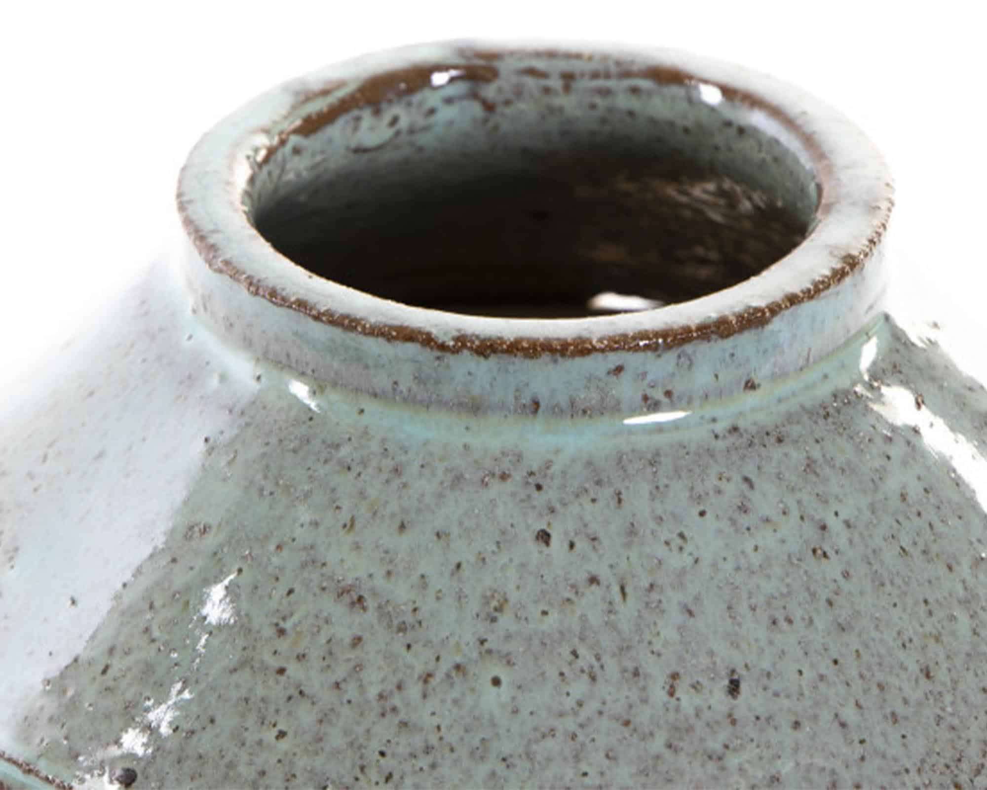 Vaso Bicolore con Intreccio di Rattan D16x21h in Gres - immagine 3