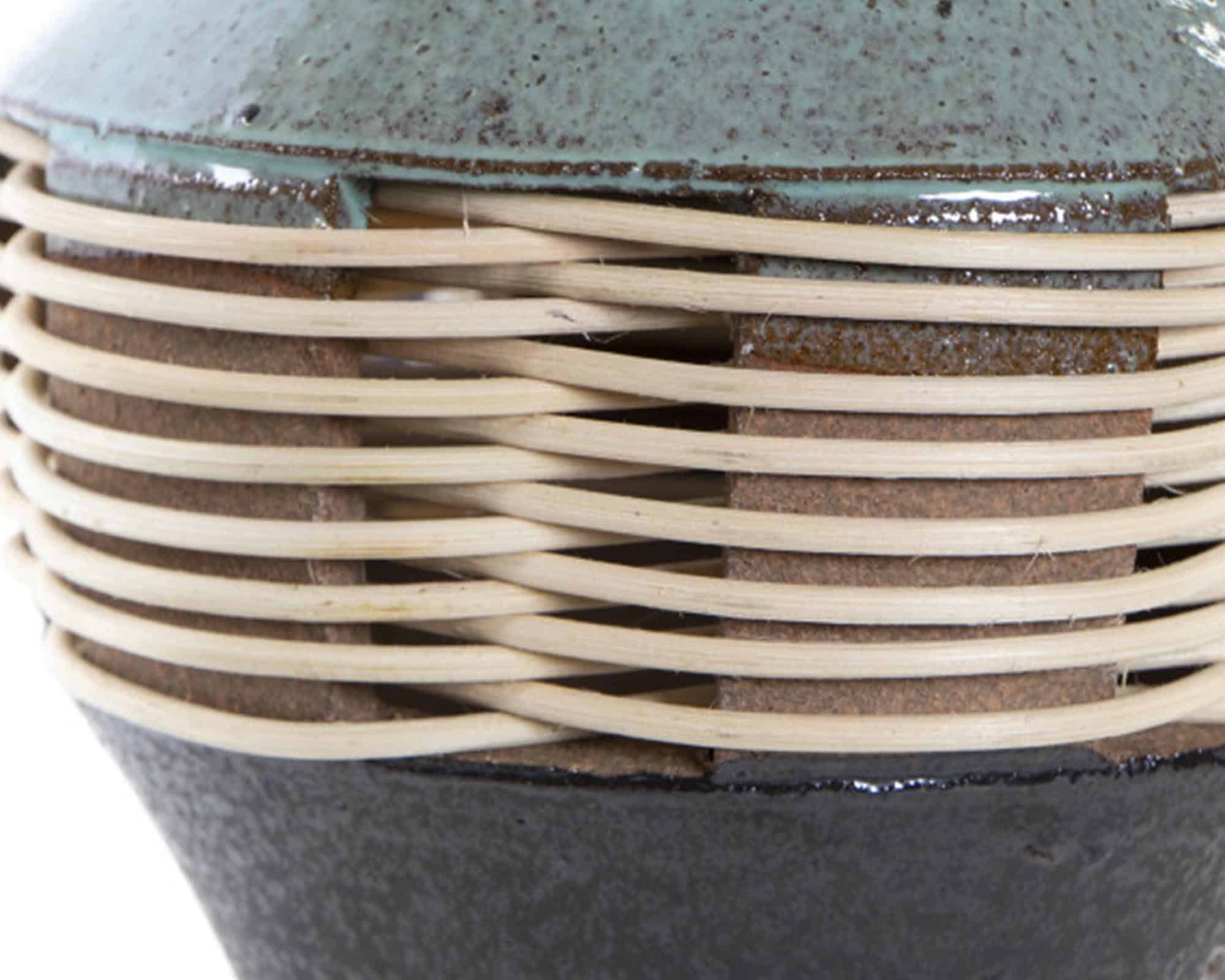 Vaso Bicolore con Intreccio di Rattan D16x21h in Gres - immagine 2