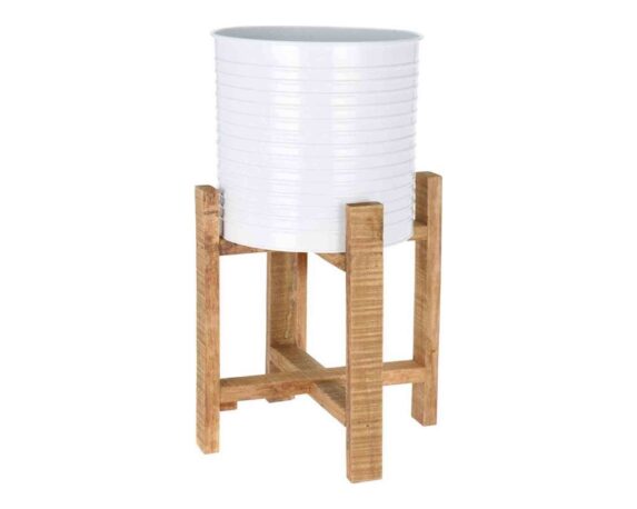 Vaso con Supporto Bianco 30cm in Acciaio