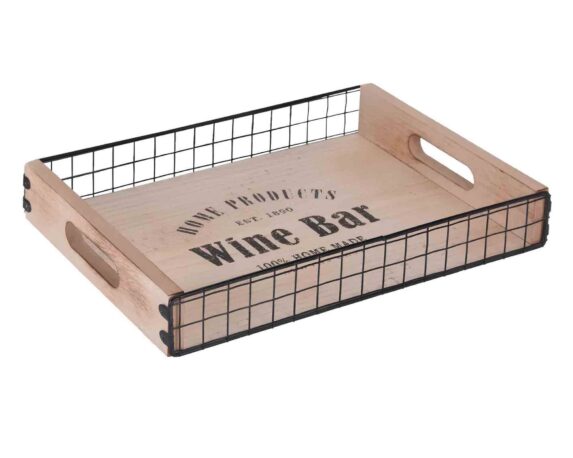 Vassoio Moderno e Pratico 39x30x5cm in Legno e Metallo