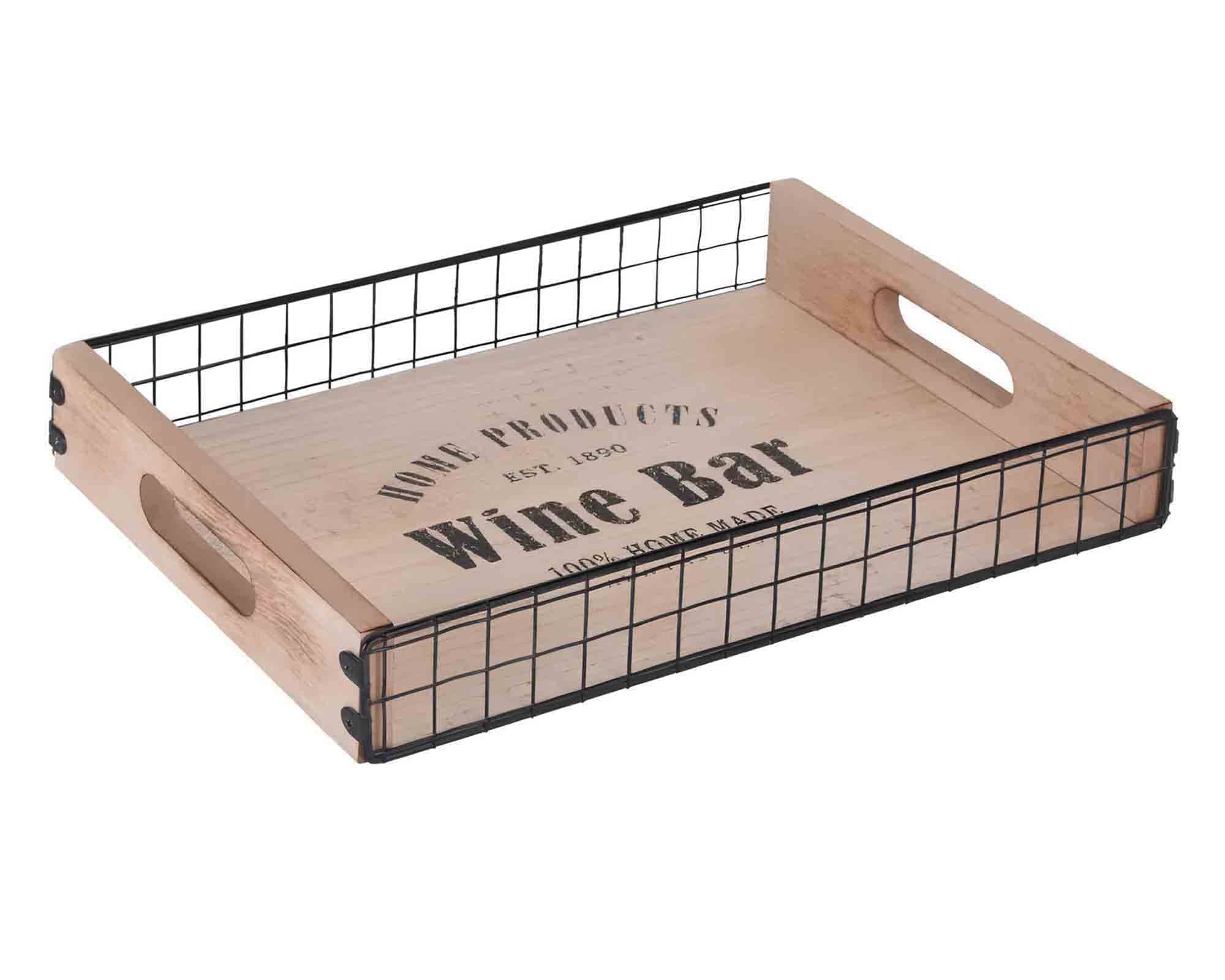 Vassoio Moderno e Pratico 39x30x5cm in Legno e Metallo