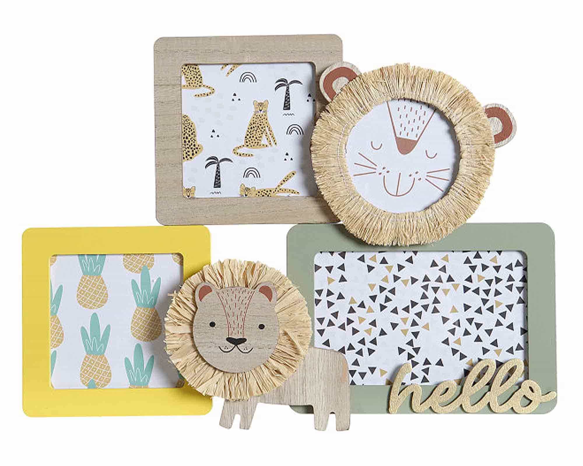 Cornice per Multifoto con Leone per 35x3x26cm in Legno