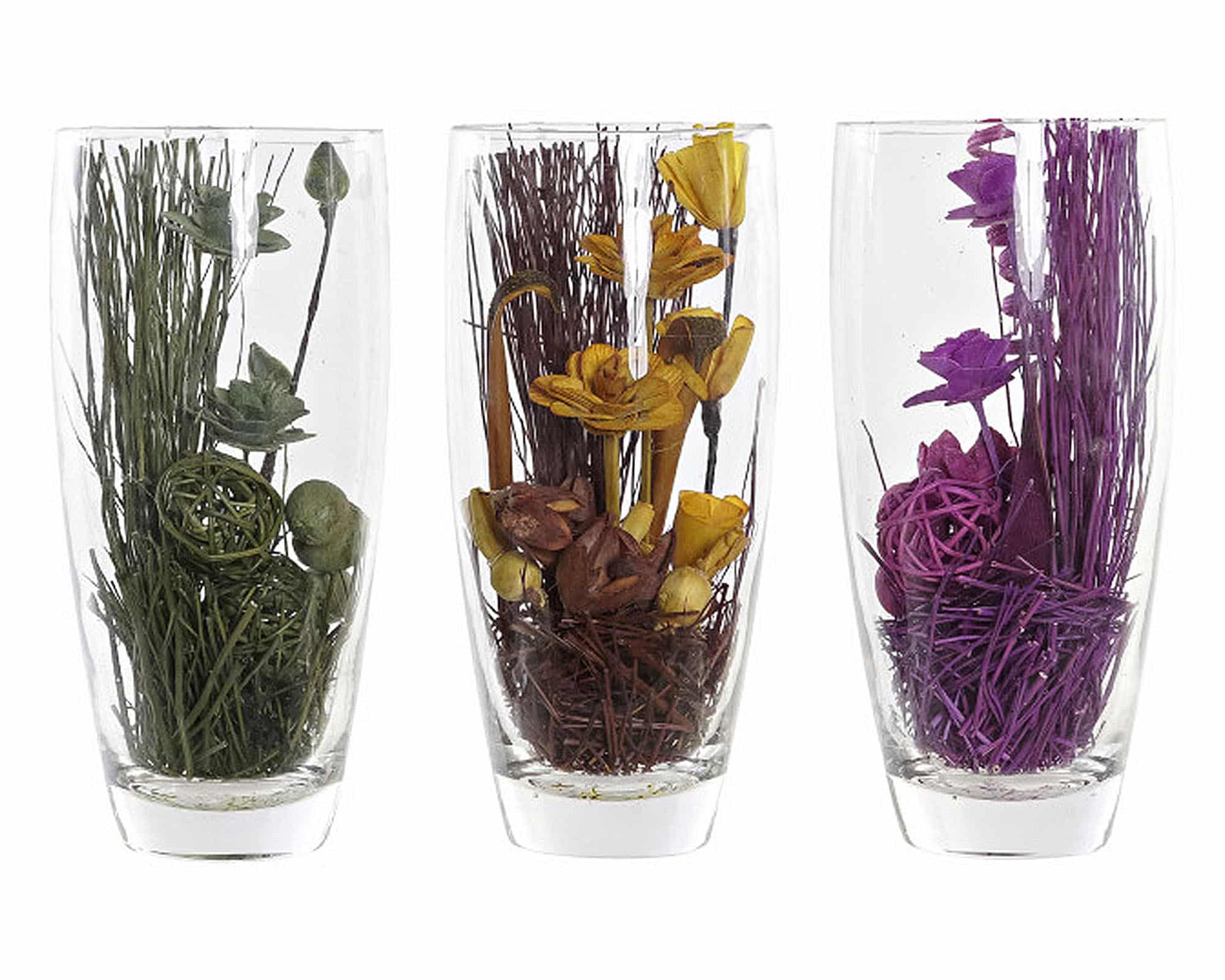 Cachepot Pianta con Fiori Secchi Assortito D10,5x23cm in Fibra Naturale