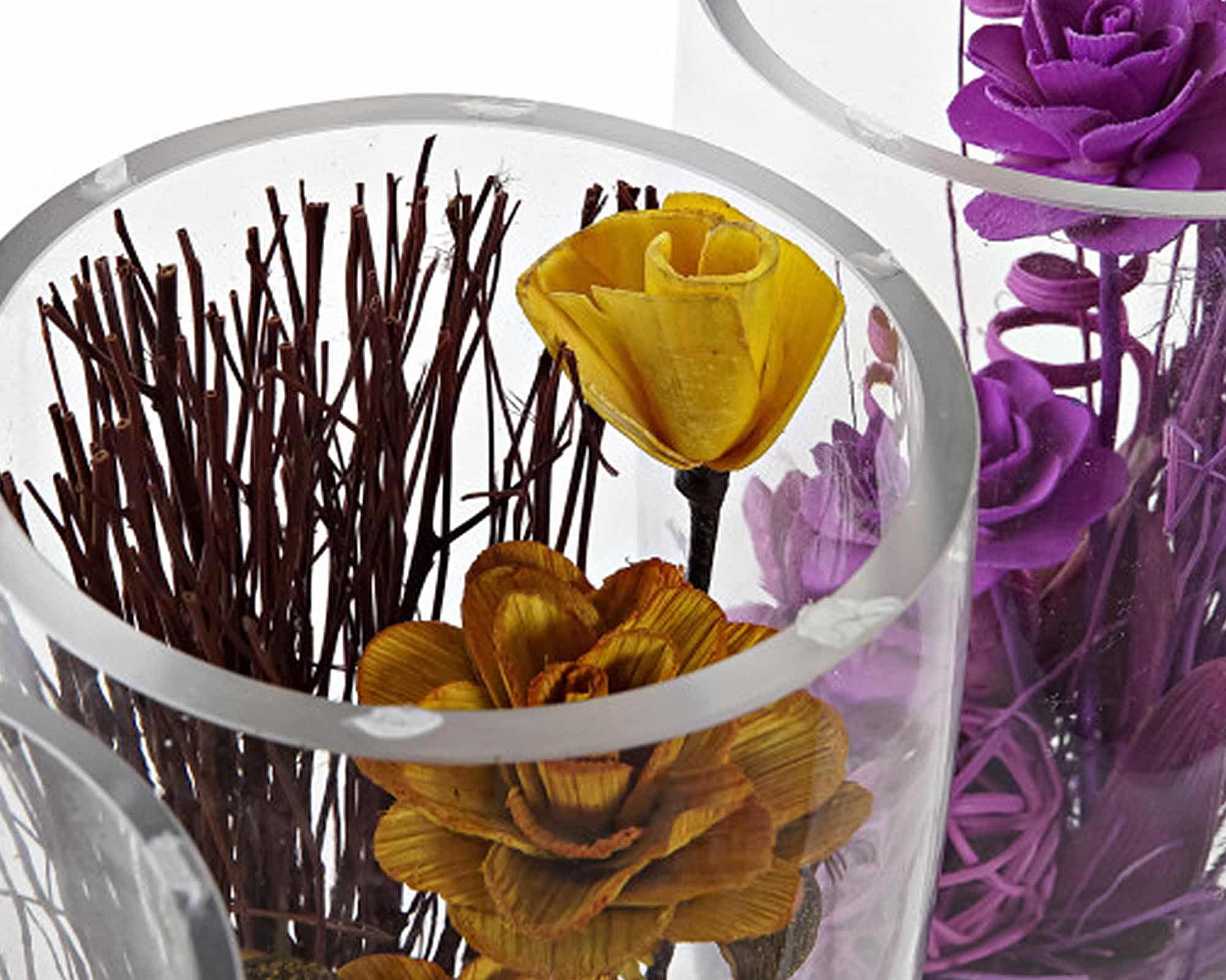 Cachepot Pianta con Fiori Secchi Assortito D10,5x23cm in Fibra Naturale - immagine 3