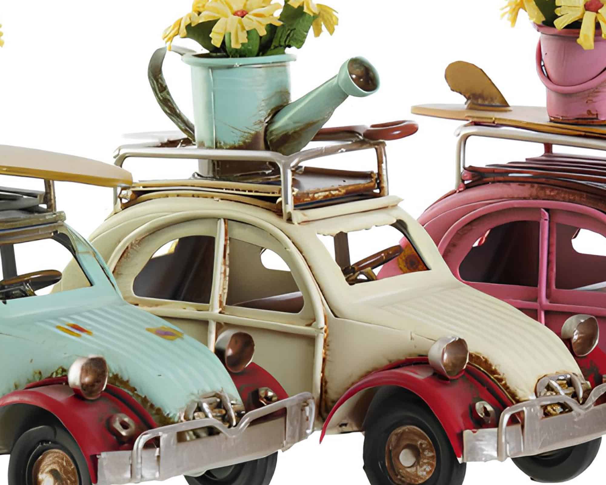 Auto con Fiori Decorazione Assortito 11x5x8cm in Metallo - immagine 3