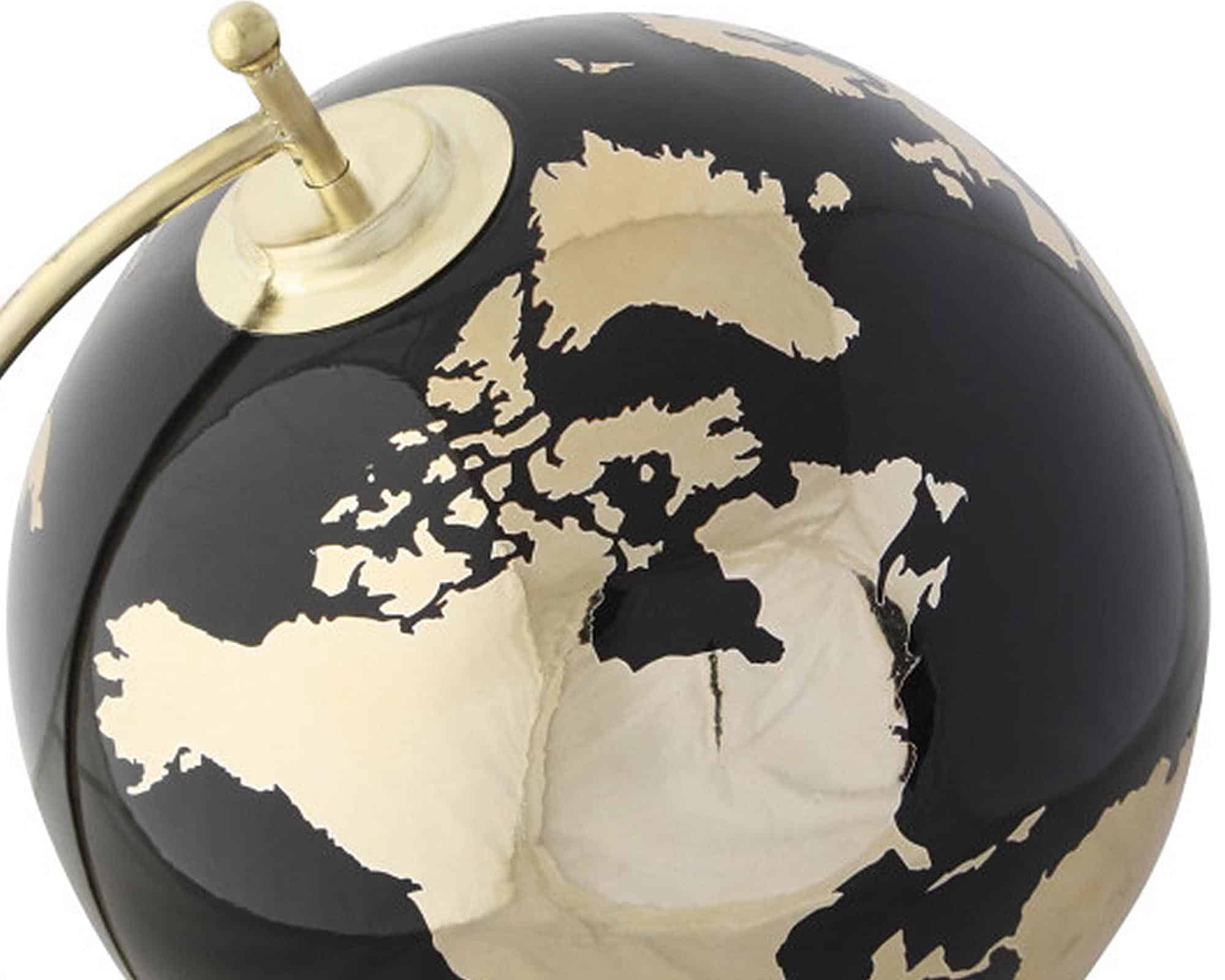 Mappamondo Oro e Nero D20x30cm in Alluminio - immagine 2