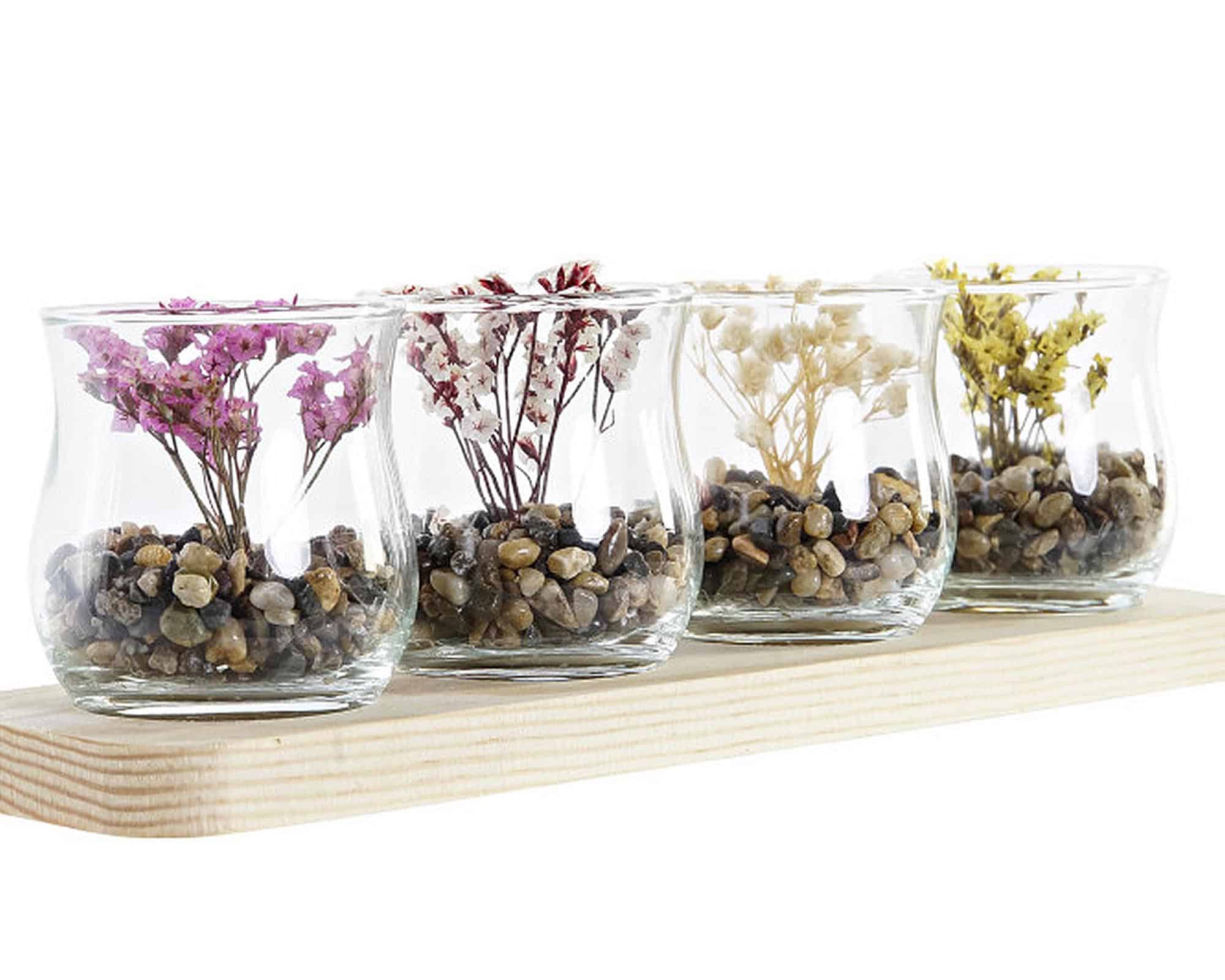 Composizione Decorativa con Fiori Secchi 29x8,5x10cm in Legno - immagine 2