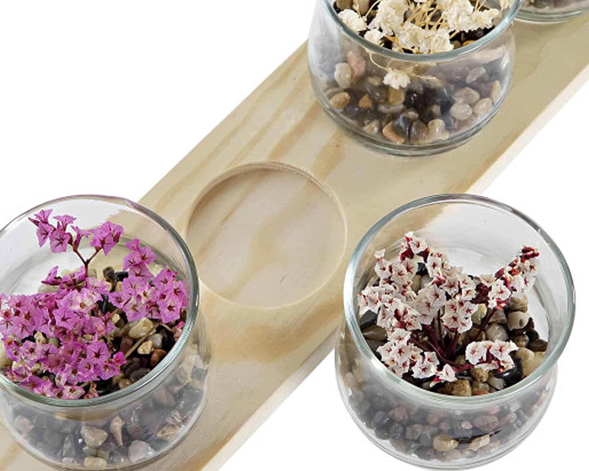 Composizione Decorativa con Fiori Secchi 29x8,5x10cm in Legno - immagine 3