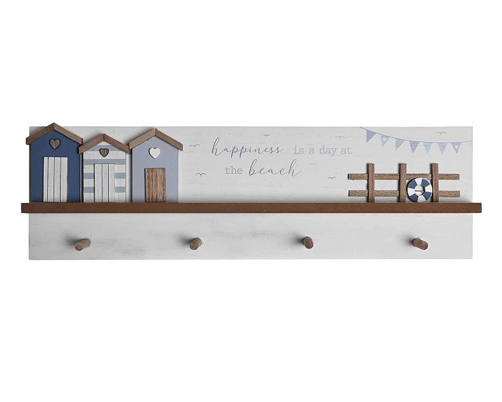 Appendino da Parete con Casette da Mare Bianco in MDF