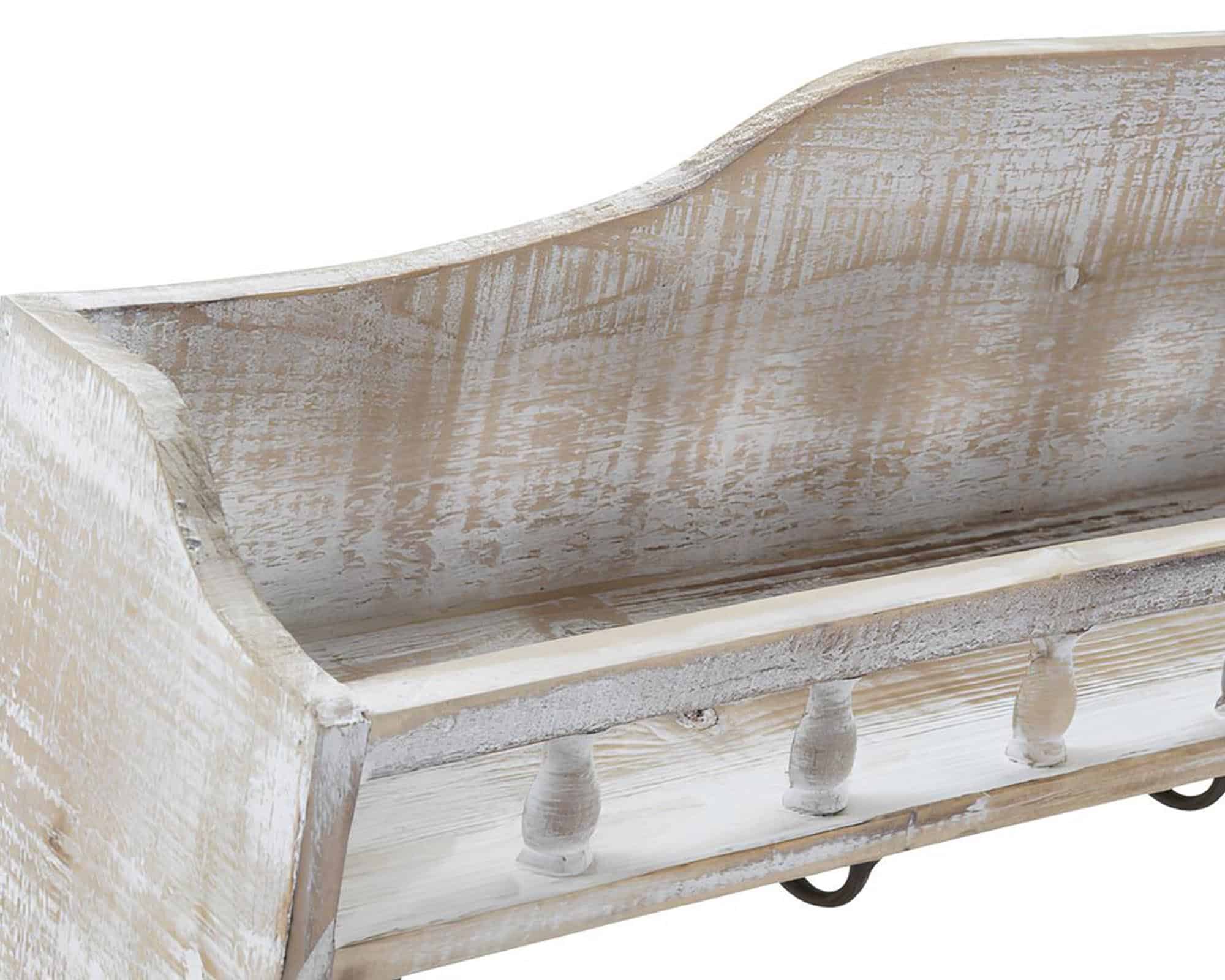 Mensola da Parete con Attaccapanni 60x12x23cm in Legno - immagine 2