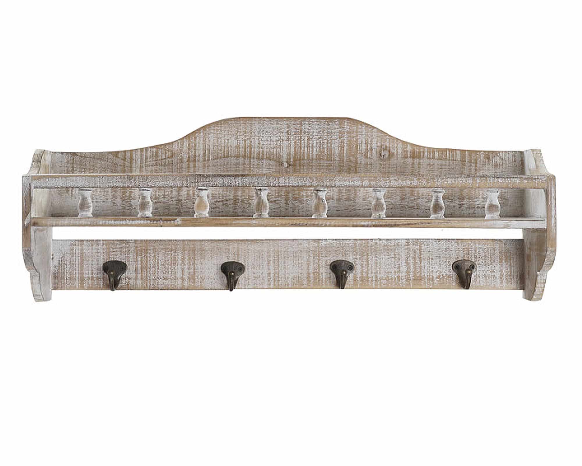 Mensola da Parete con Attaccapanni 60x12x23cm in Legno