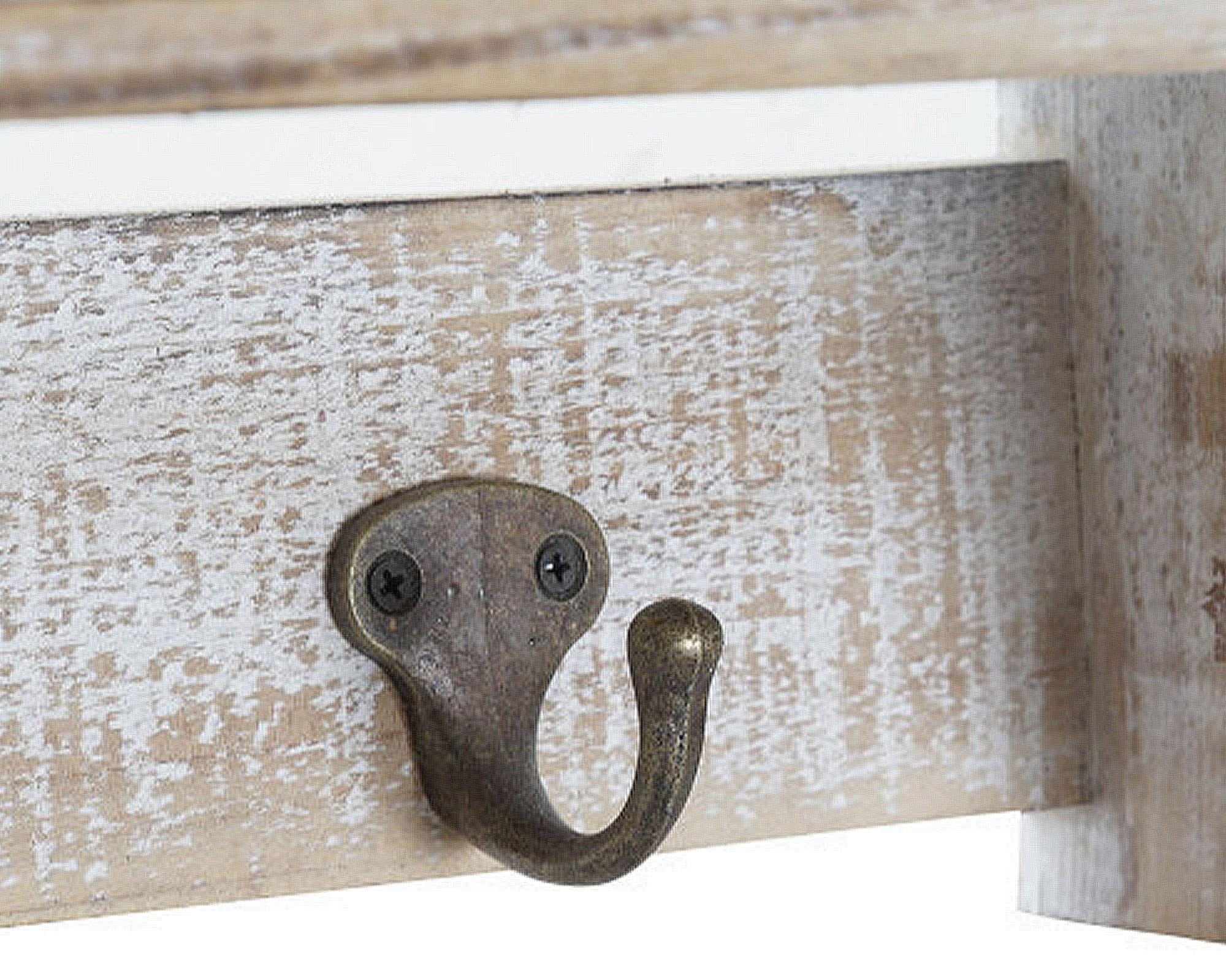 Mensola da Parete con Attaccapanni 60x12x23cm in Legno - immagine 3