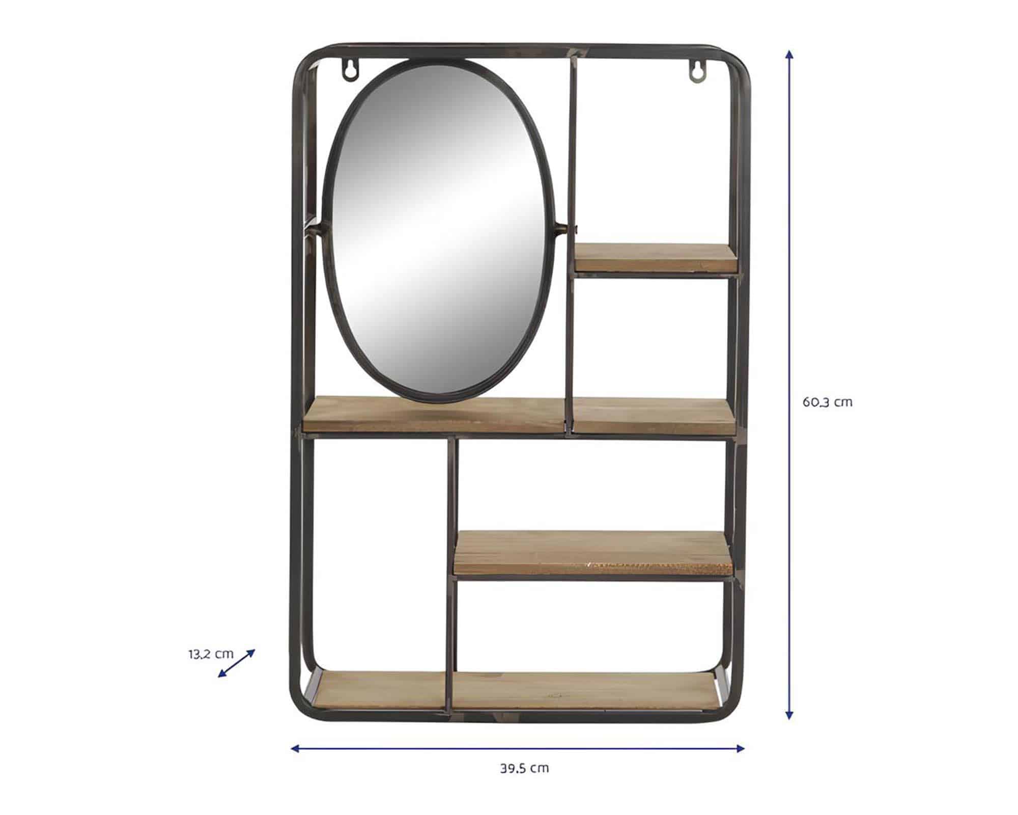 Libreria con Specchio 40x13x60cm in Metallo e MDF - immagine 3