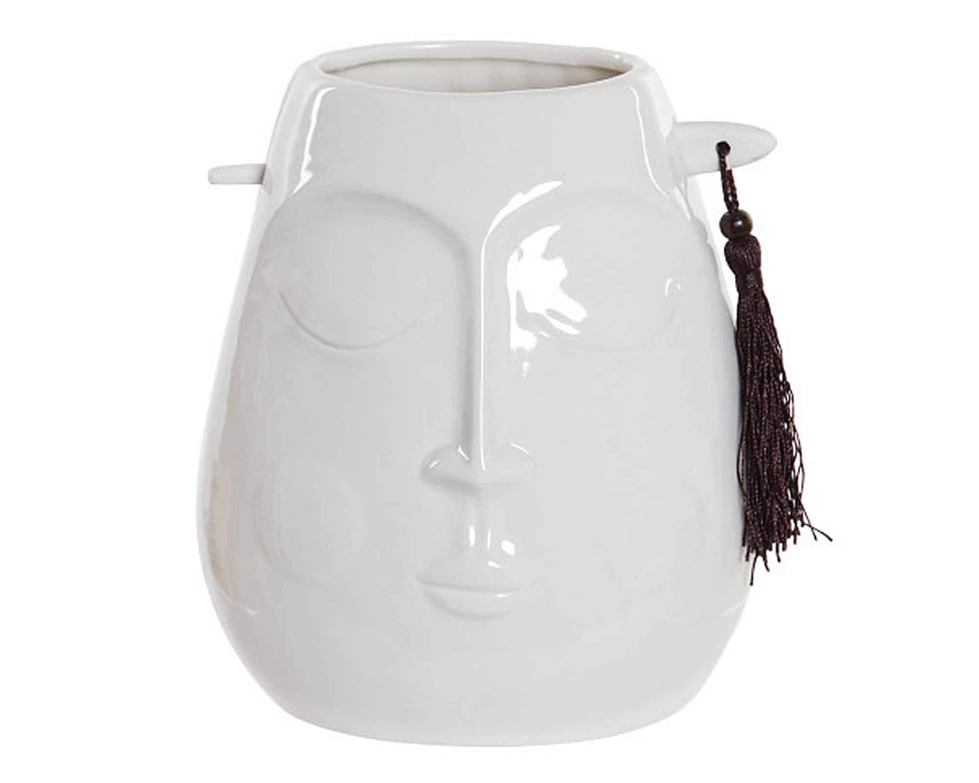 Vaso con Corda e Viso Elegante e Moderno 14,5x11x16,5h in Gres