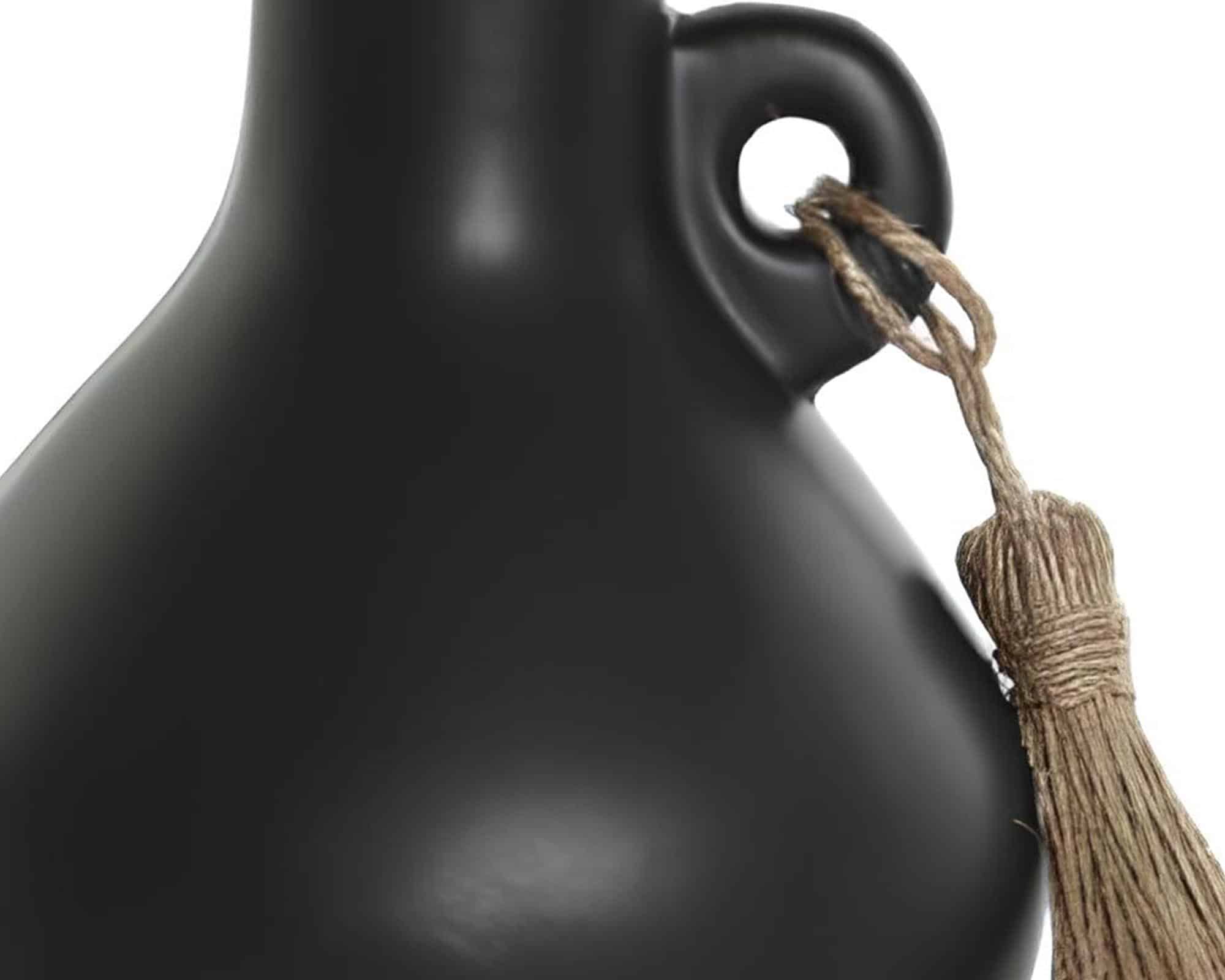 Vaso con Corda Elegante e Moderno D12x17h in Gres e Fibra Naturale - immagine 2