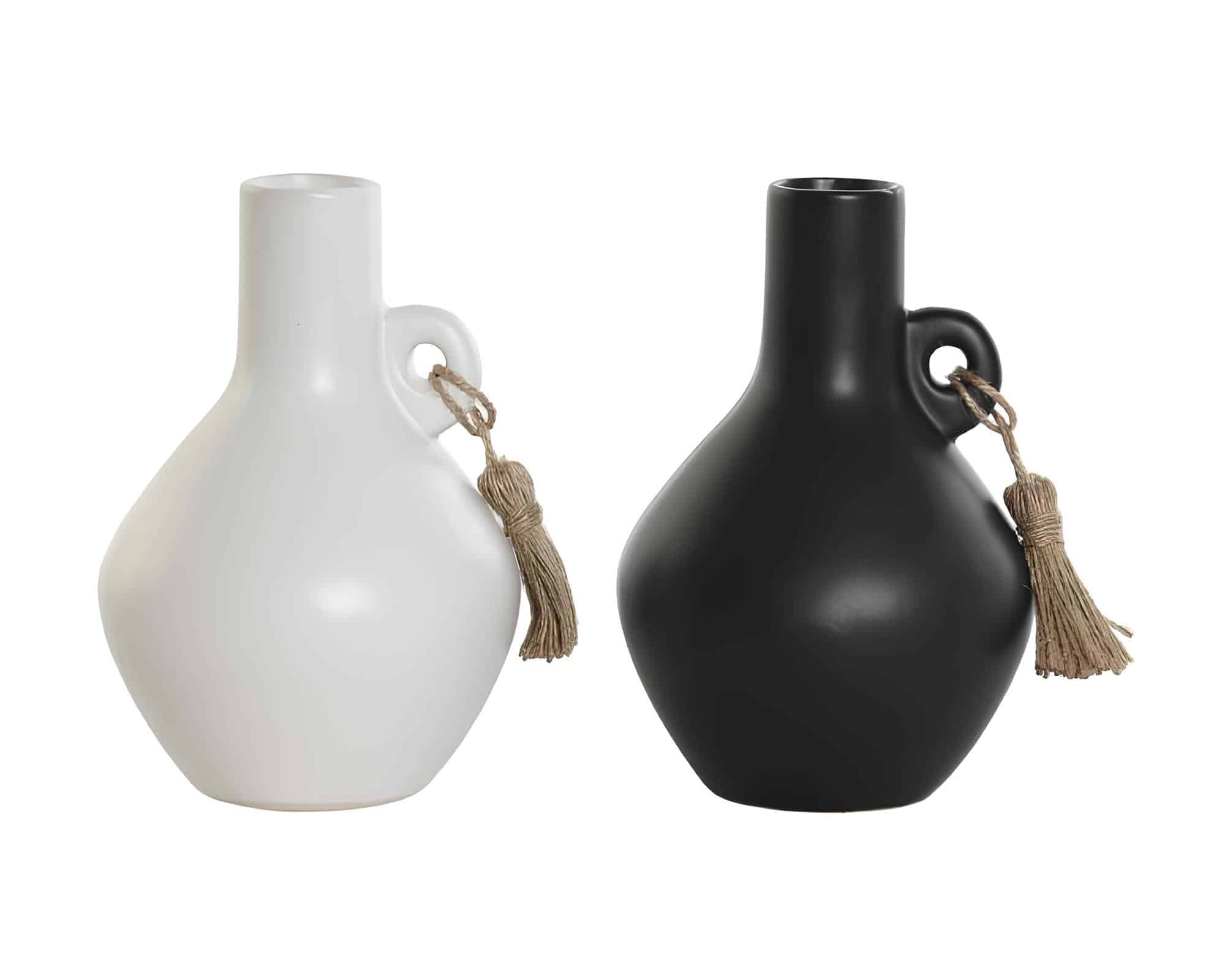 Vaso con Corda Elegante e Moderno D12x17h in Gres e Fibra Naturale