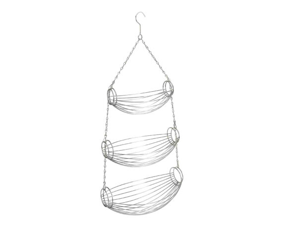 Cesta Pensile da Appendere con 3 Ripiani Elegante e Raffinato 32x22x72cm in Metallo