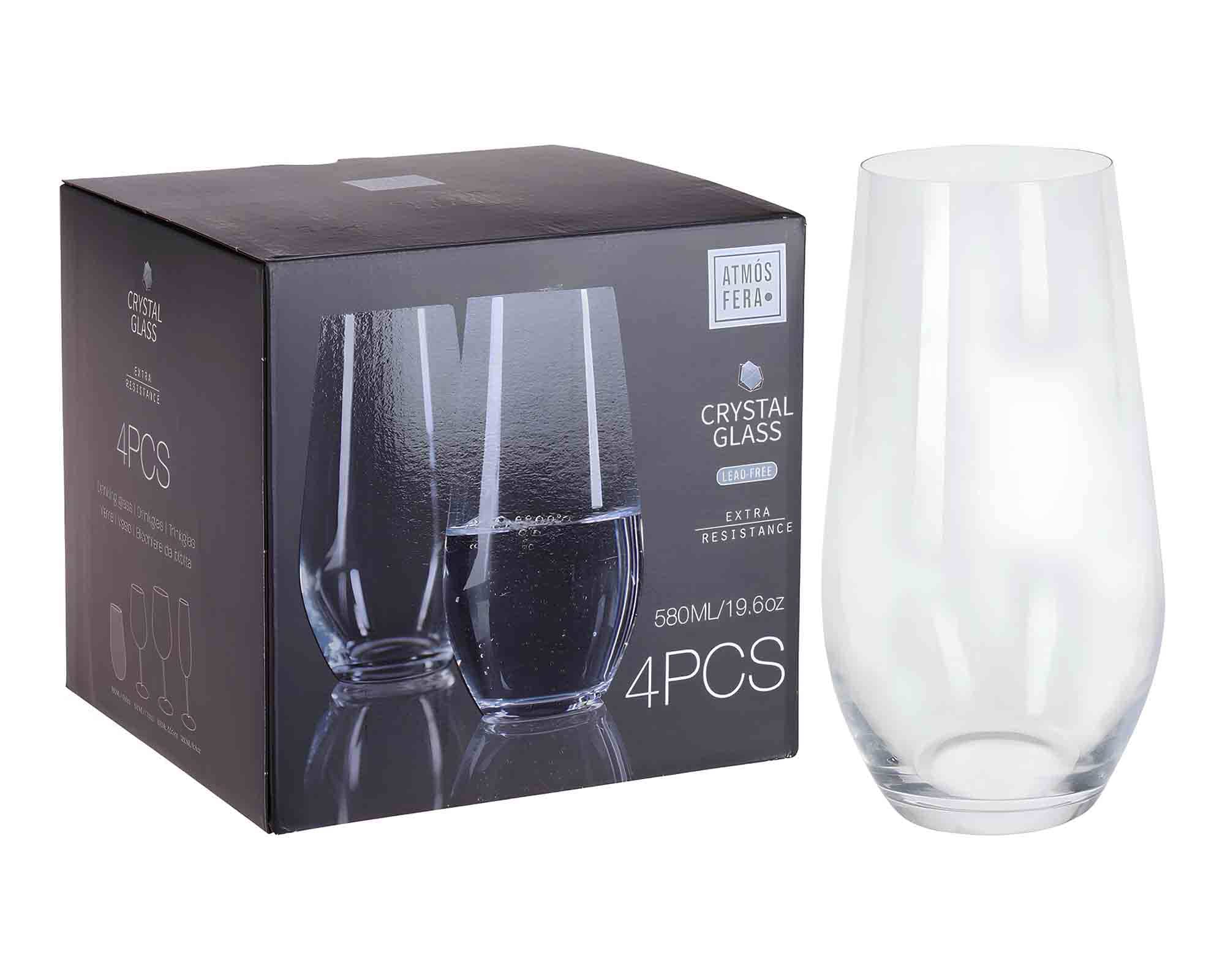 Set 4 Pz Bicchieri Confezionati Eleganti e Pratici 58Cl in Vetro - immagine 2