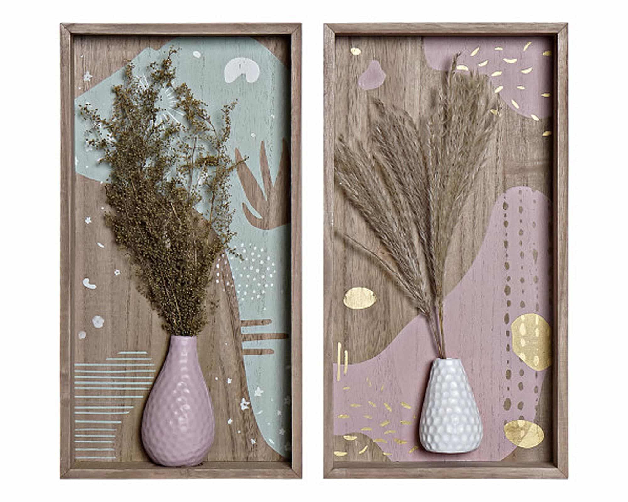 Decorazione da Parete con Vaso Assortito 20x4x38h in MDF