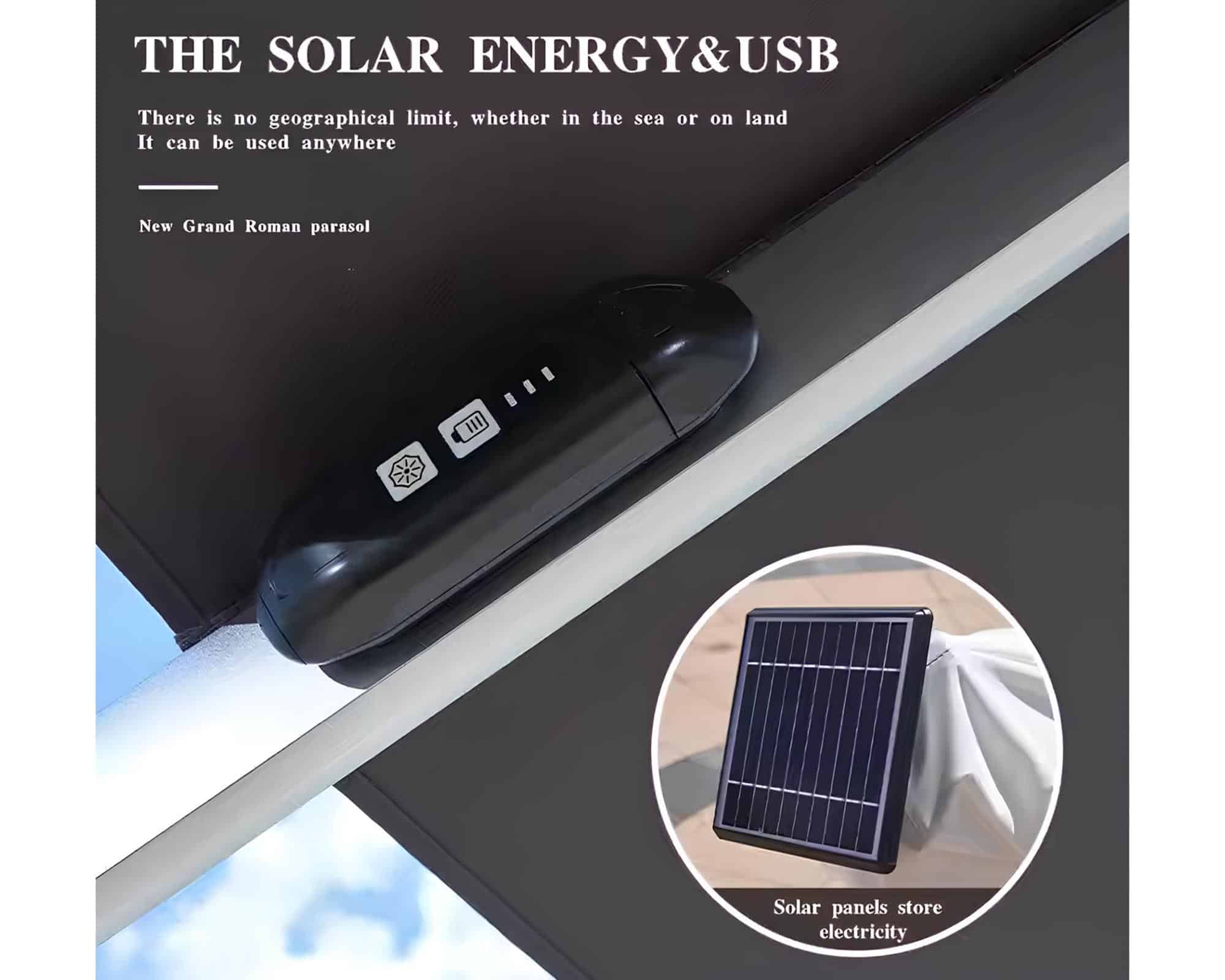 Ombrellone a Palo Laterale con Led 300x400cm in Alluminio - immagine 4