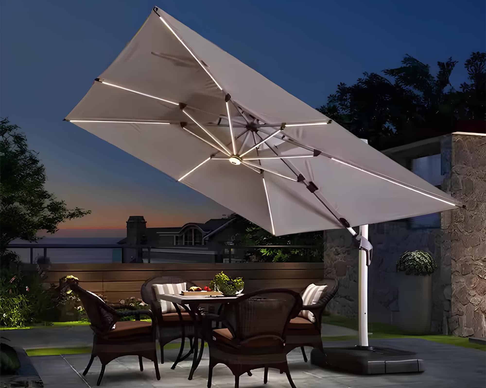 Ombrellone a Palo Laterale con Led 300x400cm in Alluminio - immagine 6