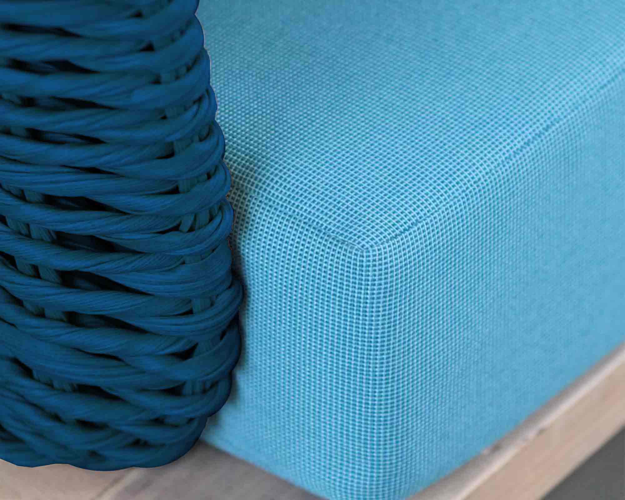 Set 4 Pz Salotto Santa Maria Blu in Legno di Acacia, Gres e Polyrattan - immagine 8