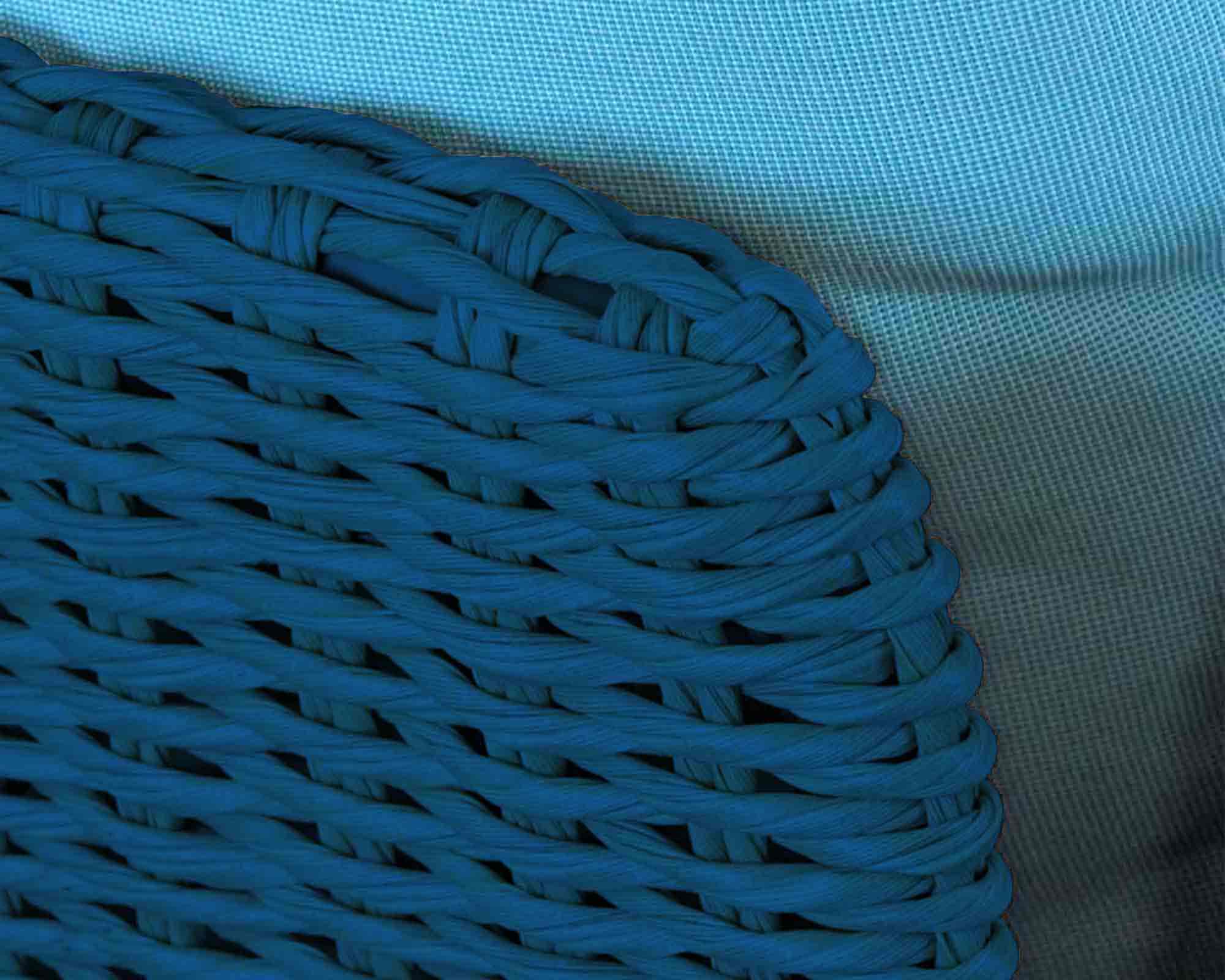 Set 4 Pz Salotto Santa Maria Blu in Legno di Acacia, Gres e Polyrattan - immagine 6