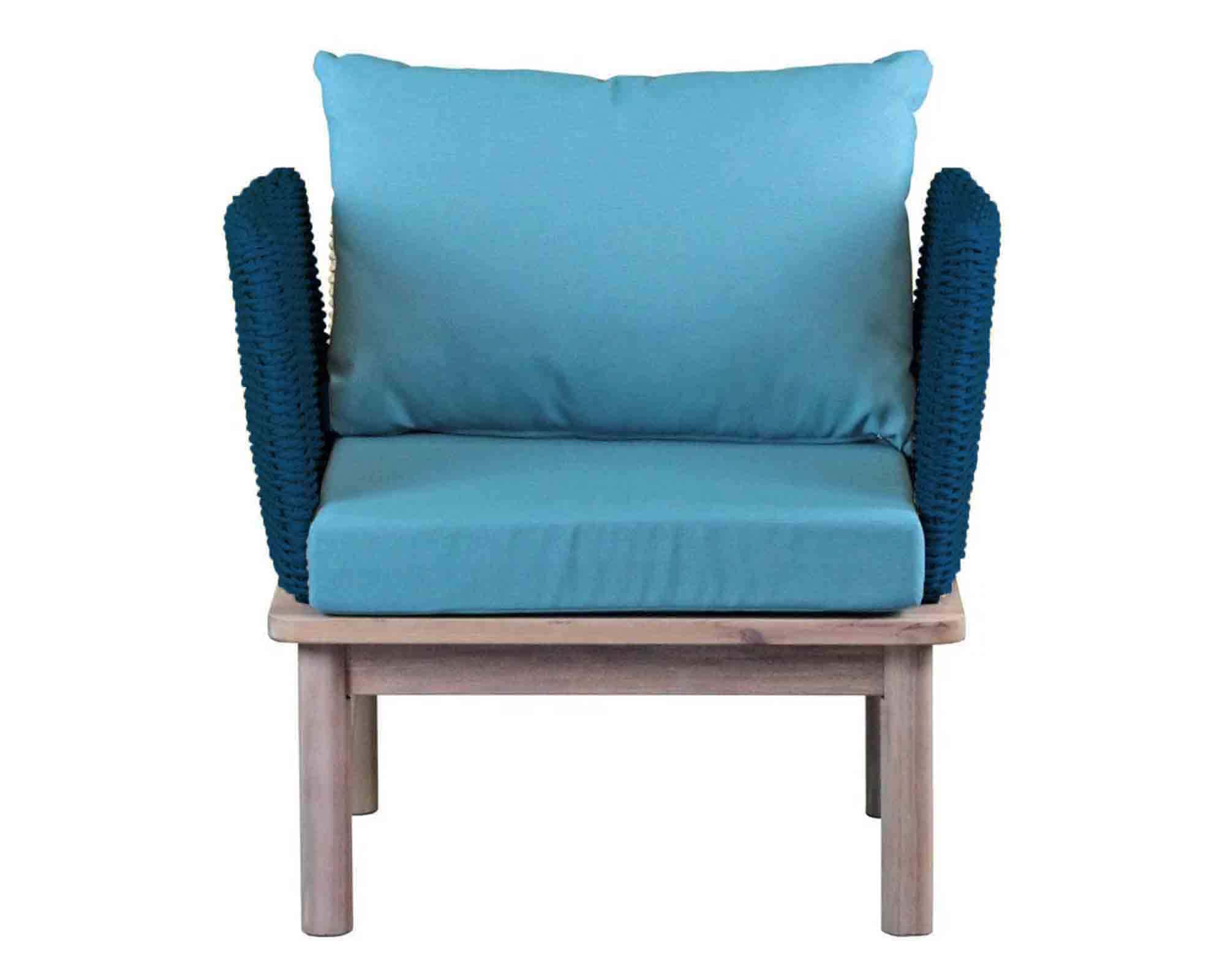 Set 4 Pz Salotto Santa Maria Blu in Legno di Acacia, Gres e Polyrattan - immagine 4