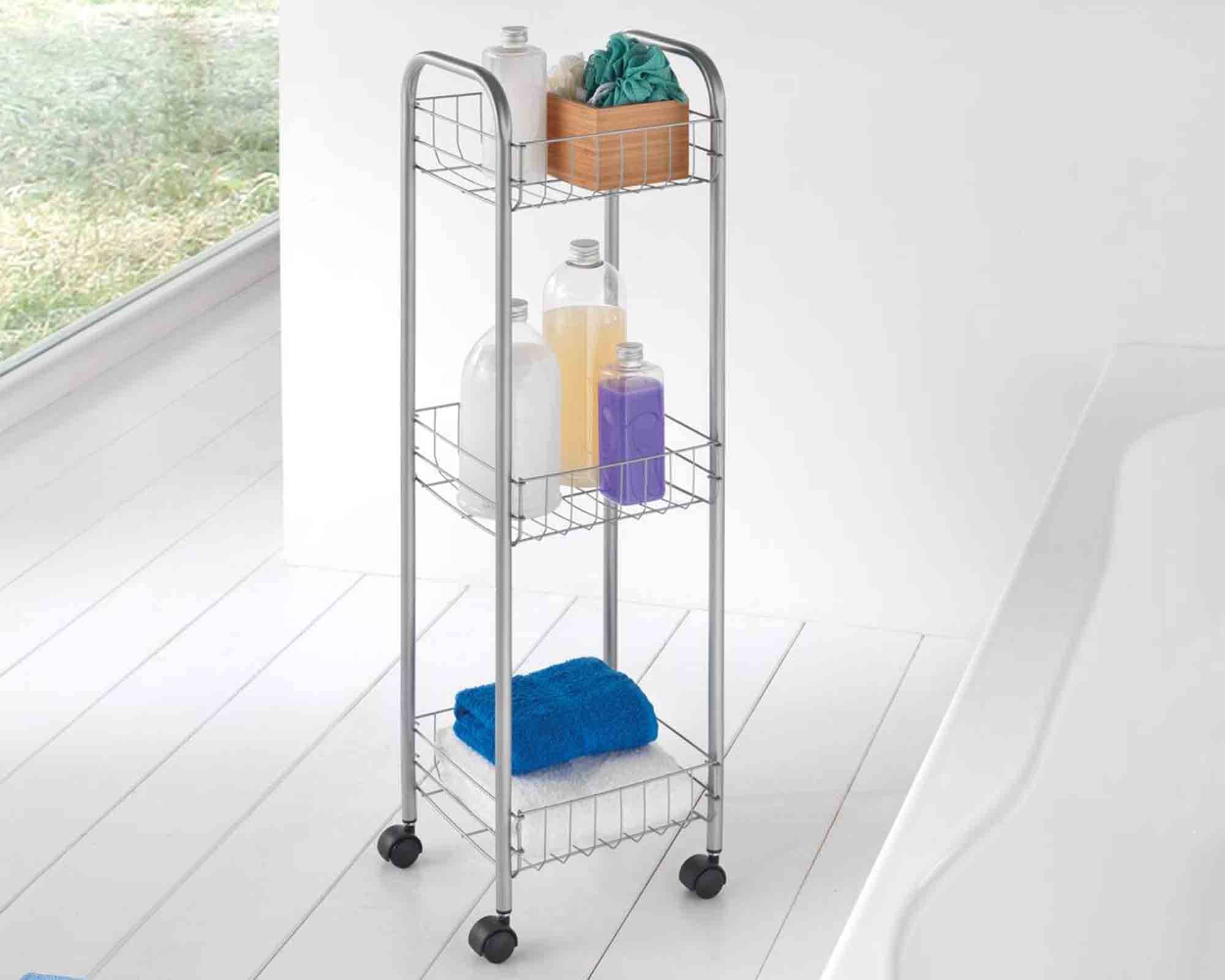 Carrello con 3 Ripiani Porta Frutta 23x23x84cm in Acciaio - immagine 4