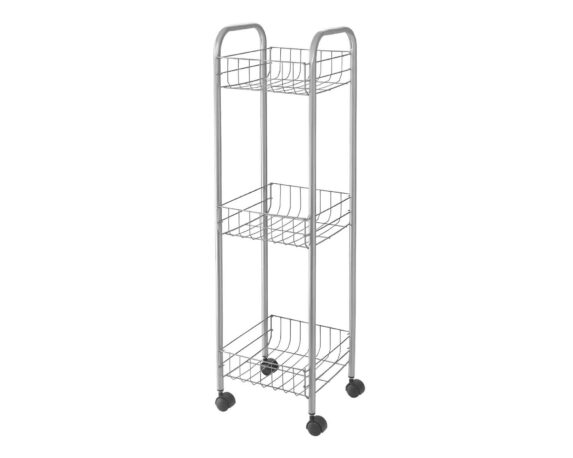 Carrello con 3 Ripiani Porta Frutta 23x23x84cm in Acciaio