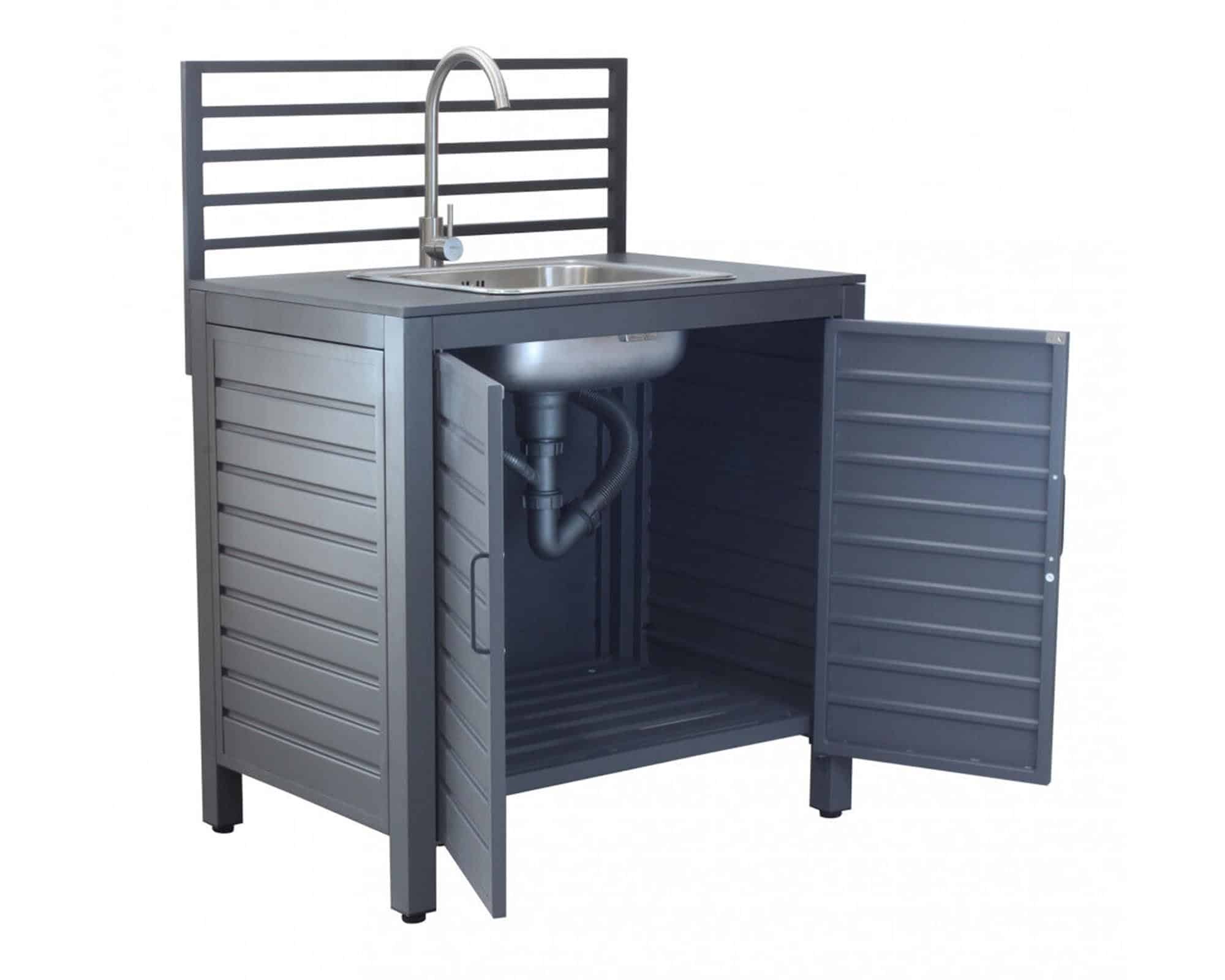 Mobile con Lavello da Cucina Oklahoma 90x62x125cm Antracite in Alluminio - immagine 5