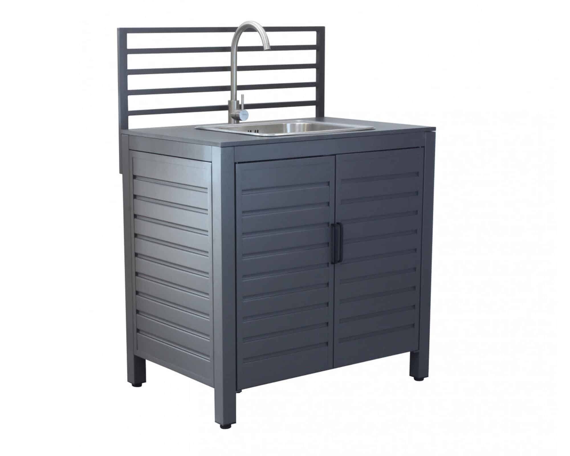 Mobile con Lavello da Cucina Oklahoma 90x62x125cm Antracite in Alluminio - immagine 2