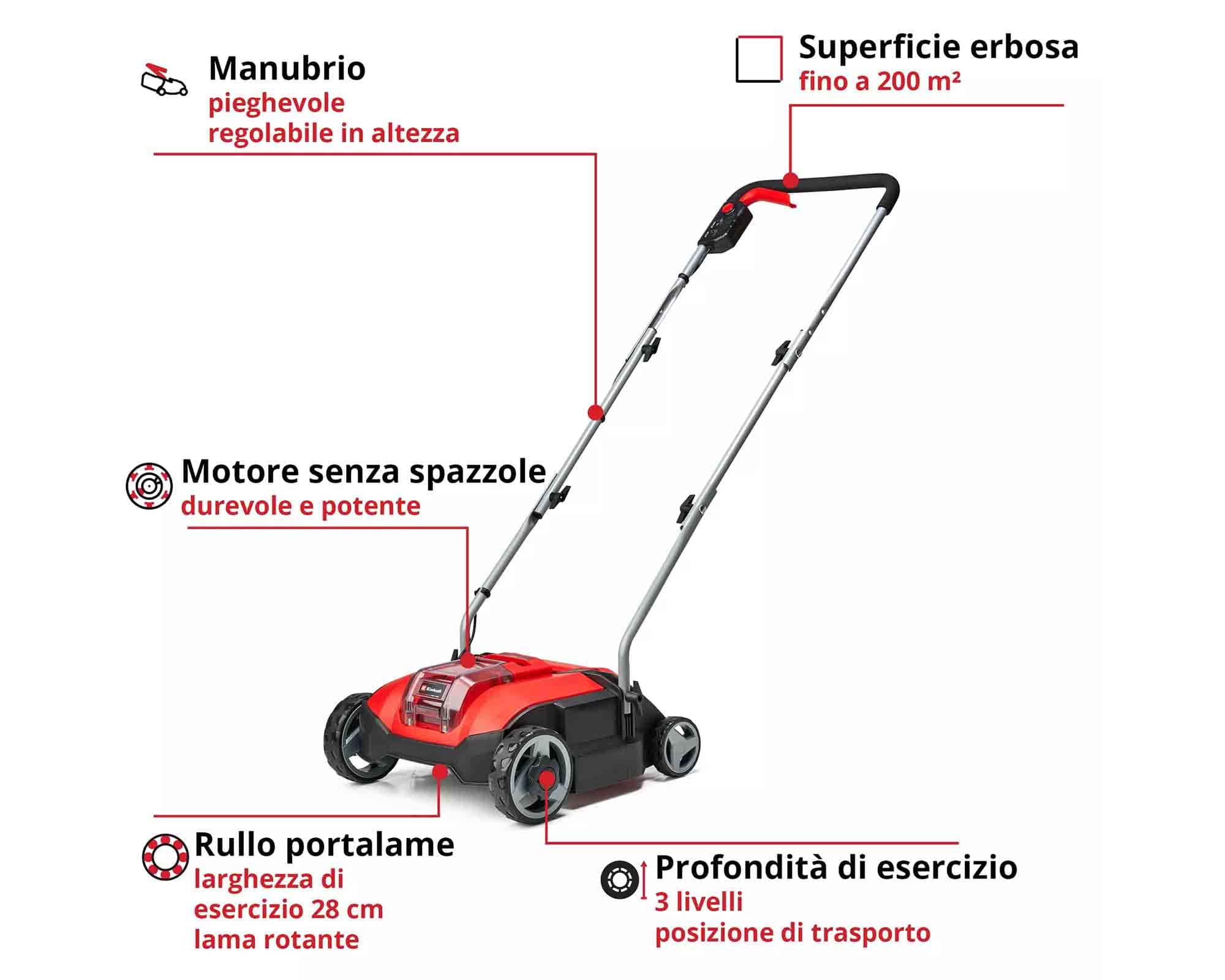 Arieggiatore Scarificatore a Batteria 18 V Larghezza Lama 28cm GC-SC 18/28 - Einhel - immagine 2