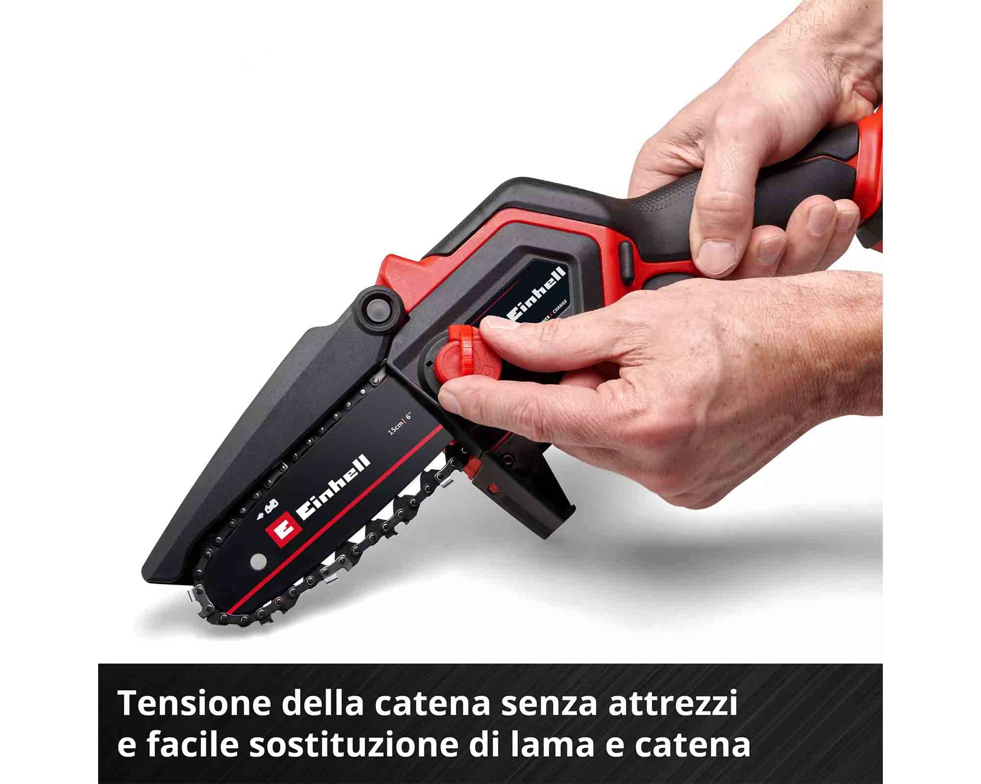 Potatore a Catena a Batteria 18 V Lunghezza di Taglio 12,5cm GE-PS 18/15 LI - Einhel - immagine 5