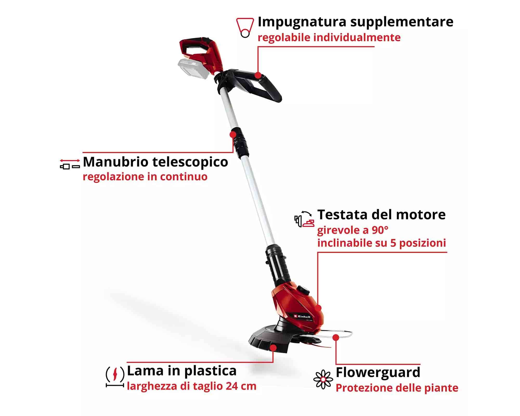 Taliabordi a Batteria 18 V Larghezza di Taglio 24cm GE-CT 18 LI - Einhel - immagine 2