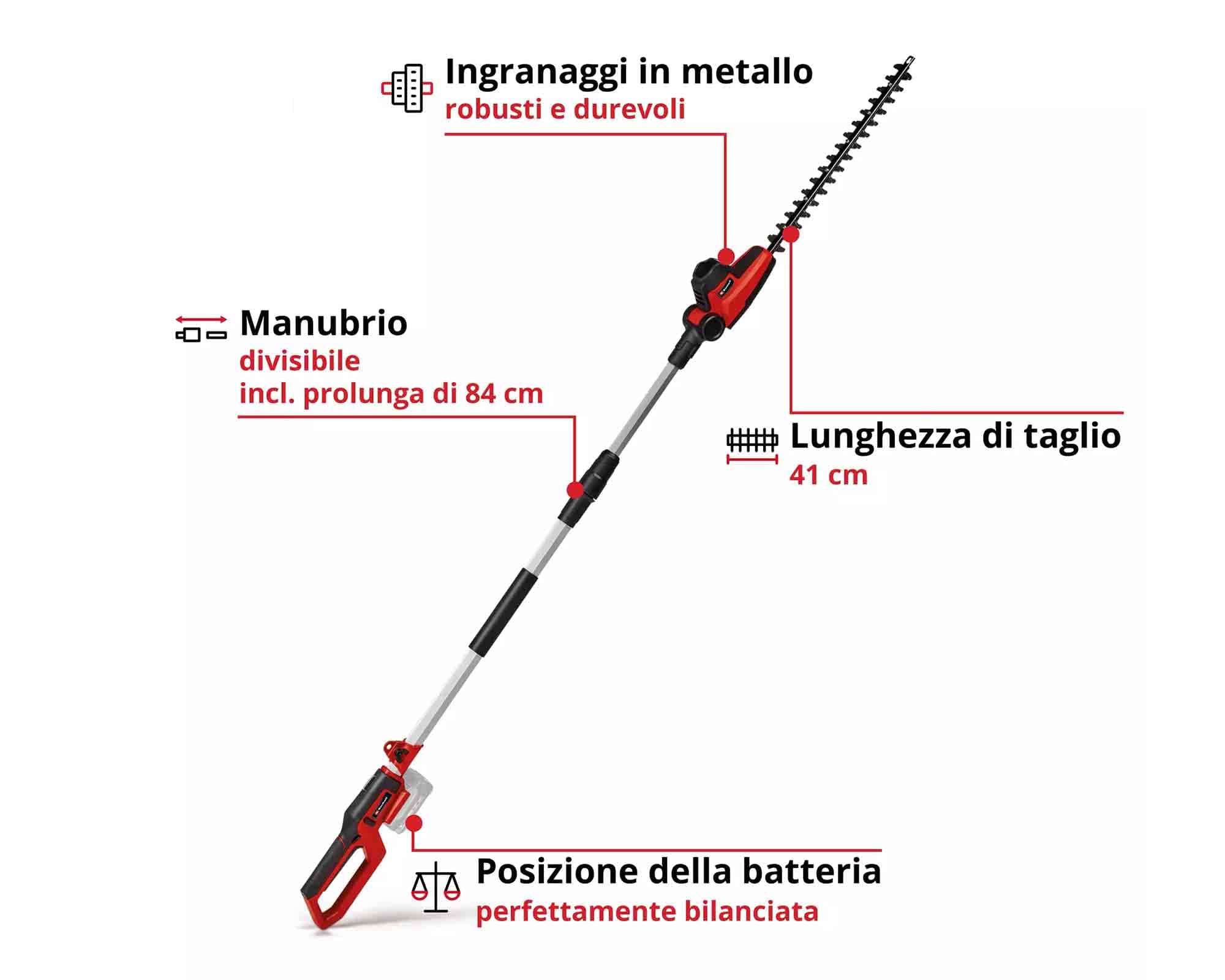 Tagliasiepi Telescopico a Batteria 18 V Lunghezza della Spada 45cm GC-HH 18/45 LI - Einhel - immagine 2