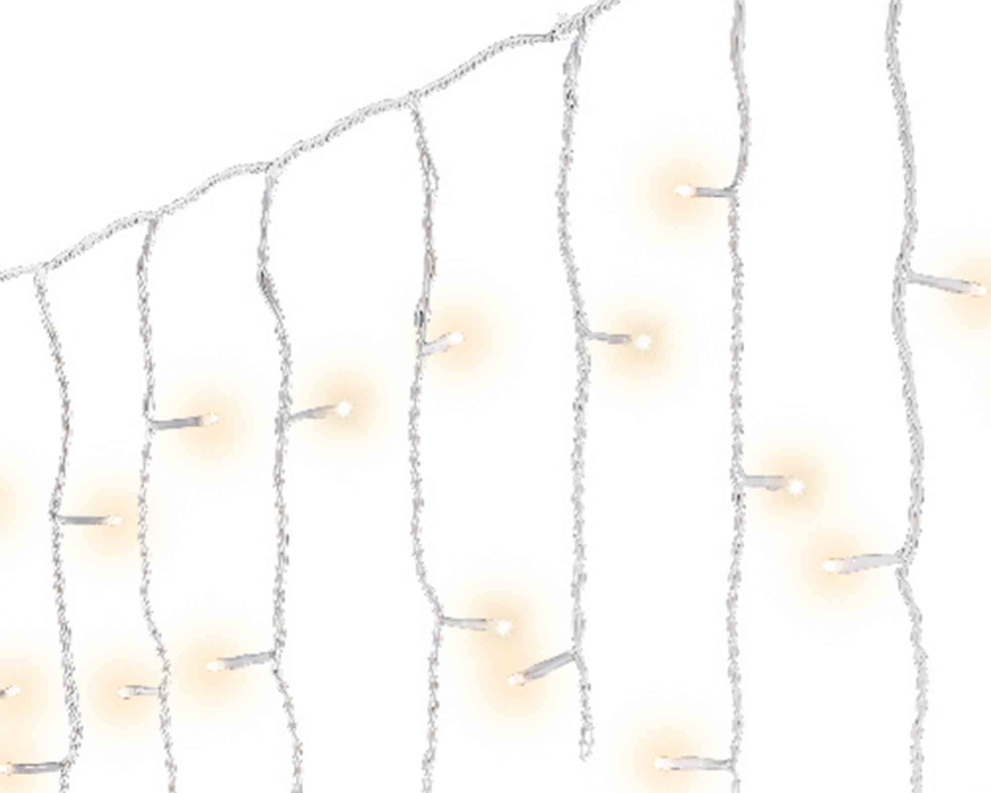 Tenda Luminosa 259 LED per Interno ed Esterno Cavo Trasparente e Bianco con Luce Calda 1100cm - immagine 2