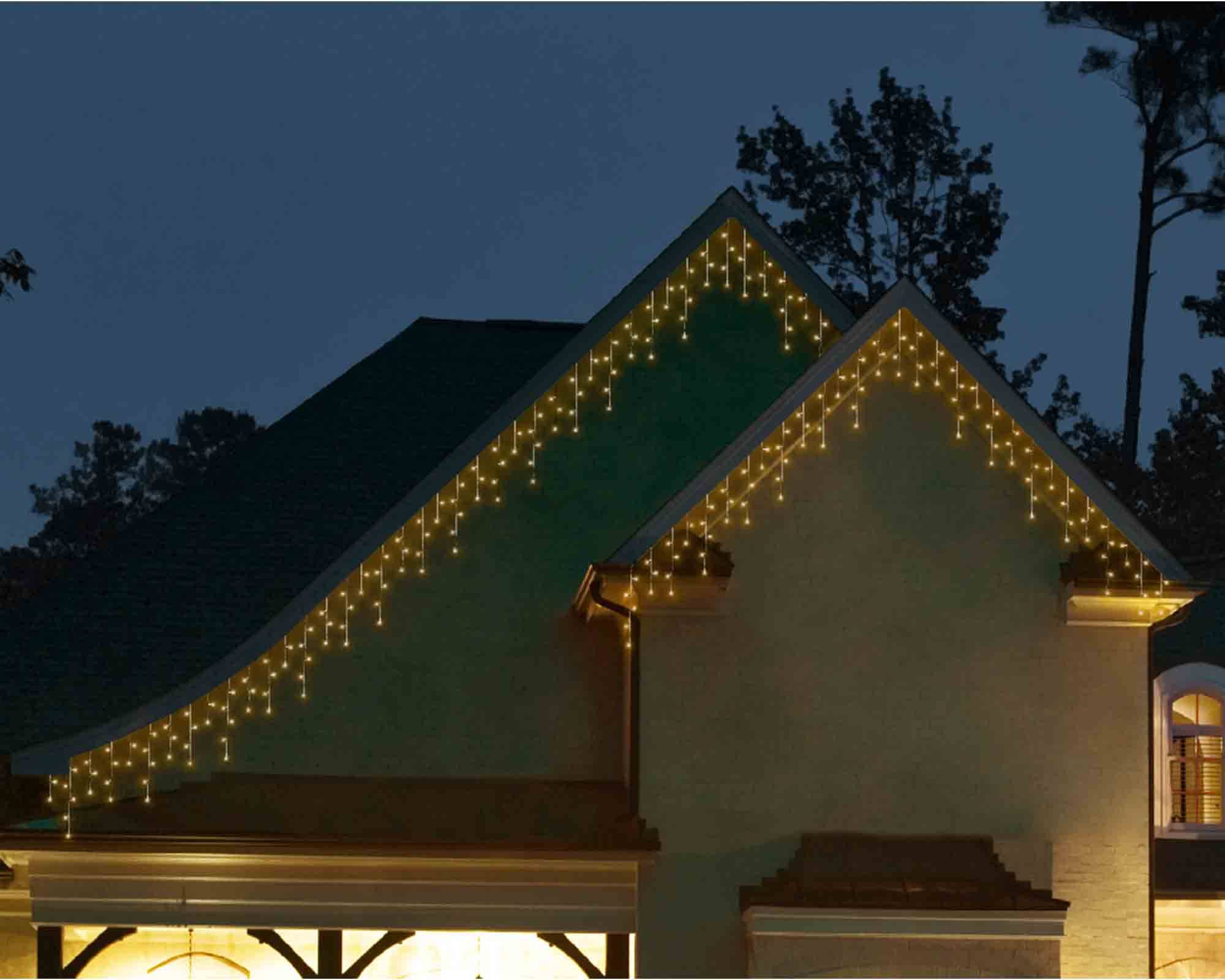 Tenda Luminosa 259 LED per Interno ed Esterno Cavo Trasparente e Bianco con Luce Calda 1100cm - immagine 4