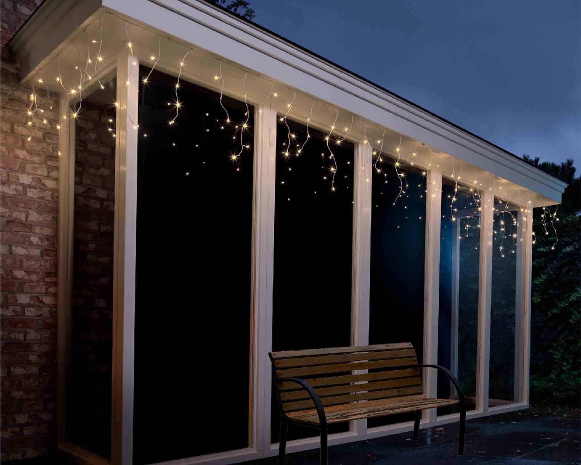 Tenda Luminosa 259 LED per Interno ed Esterno Cavo Trasparente e Bianco con Luce Calda 1100cm - immagine 6