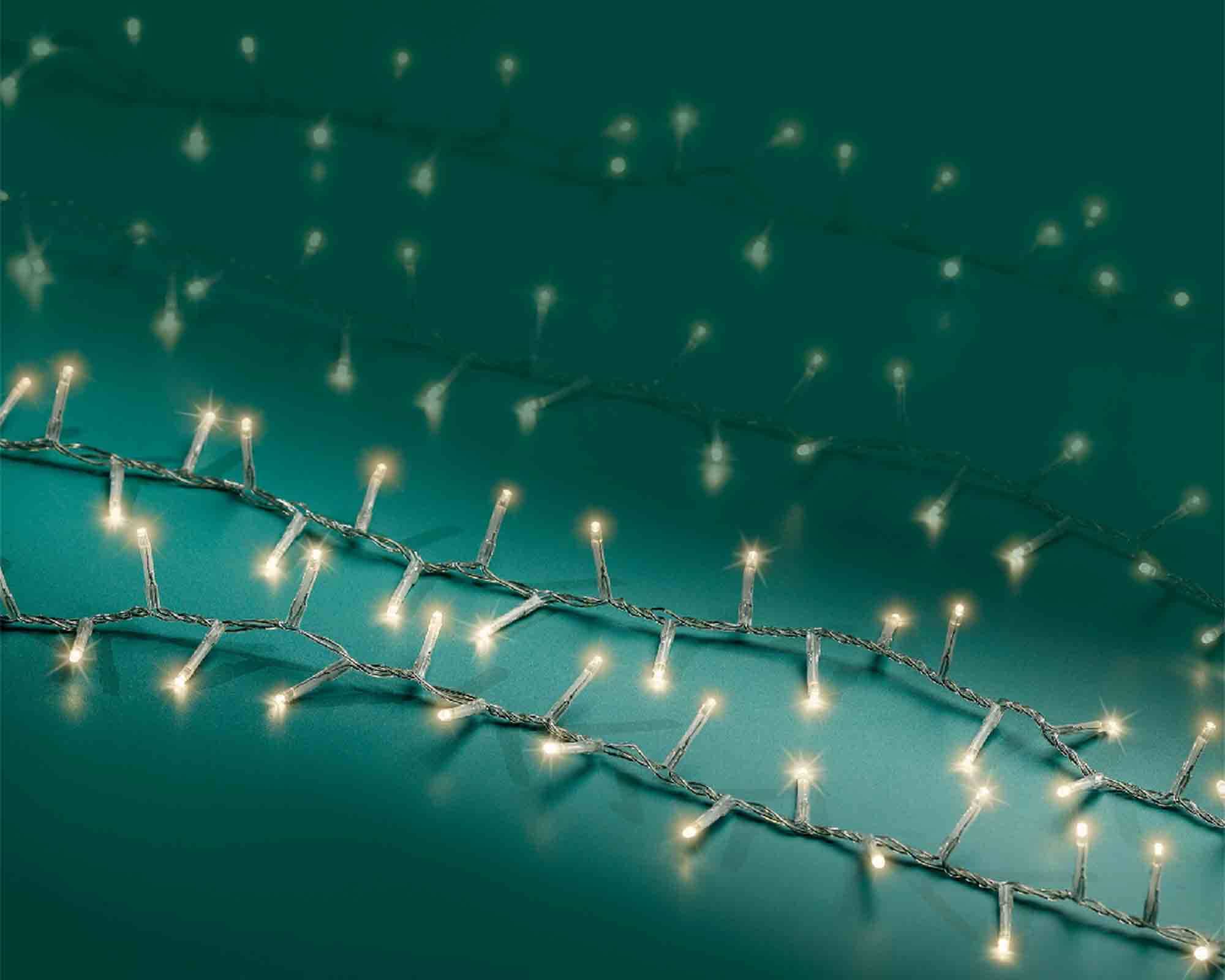 Catena Luci 1000 LED per Interno ed Esterno Cavo Trasparente e Bianco Luce Calda 225cm in PVC - immagine 5