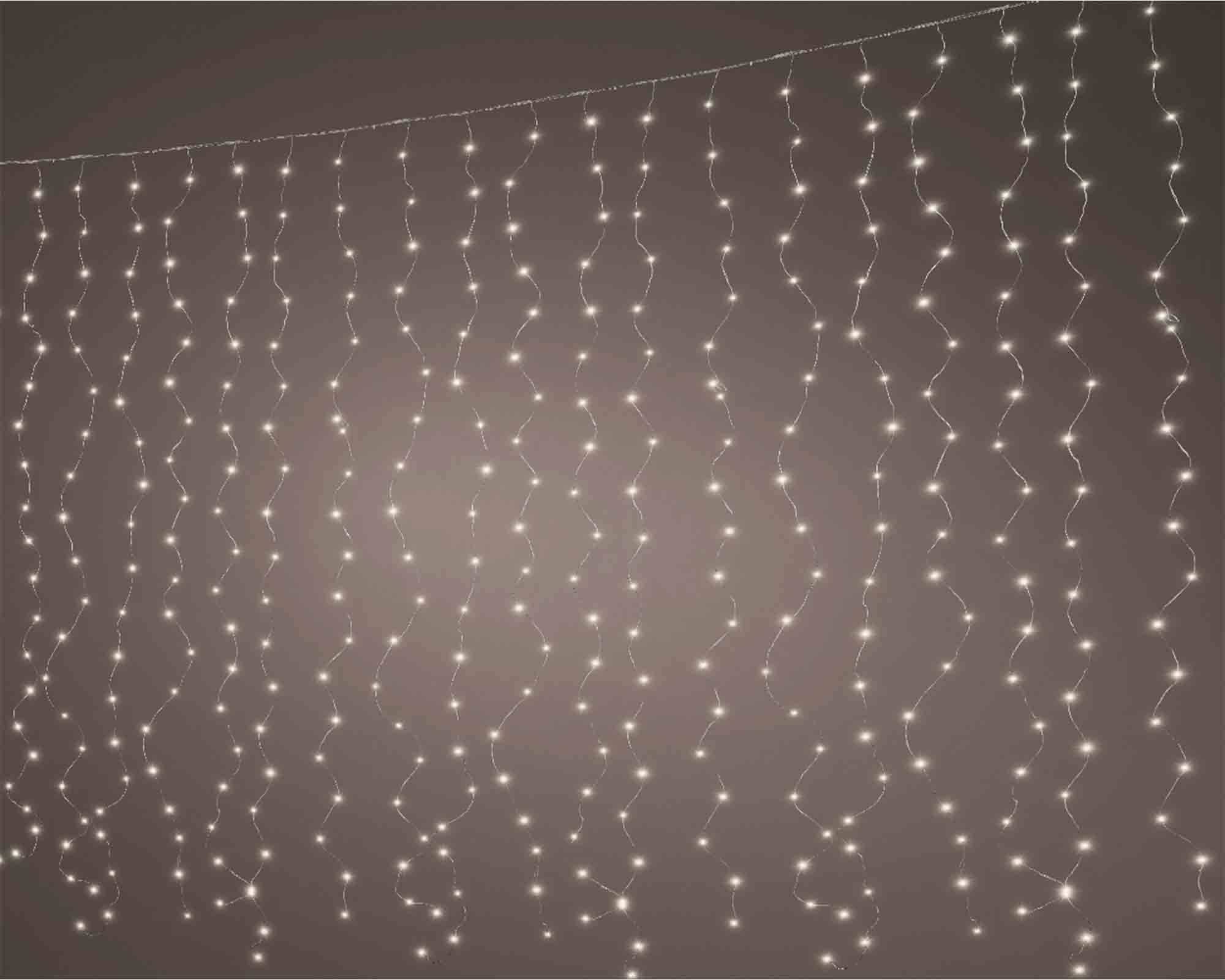 Tenda Luminosa 400 LED Cavo Bianco Luce Calda - immagine 3