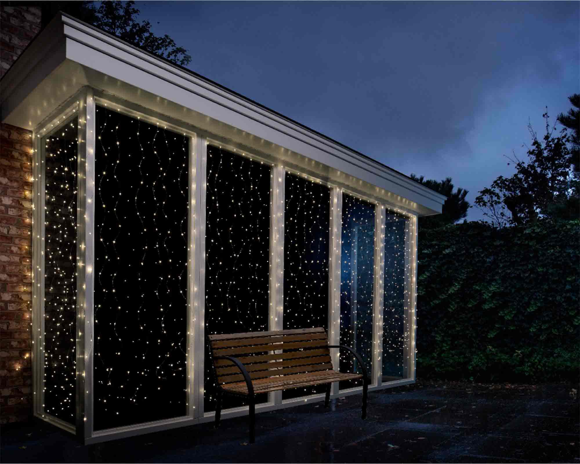 Tenda Luminosa 400 LED Cavo Bianco Luce Calda - immagine 4