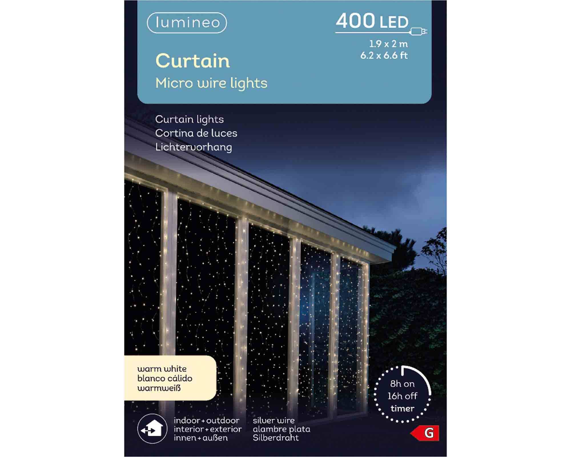 Tenda Luminosa 400 LED Cavo Bianco Luce Calda - immagine 5