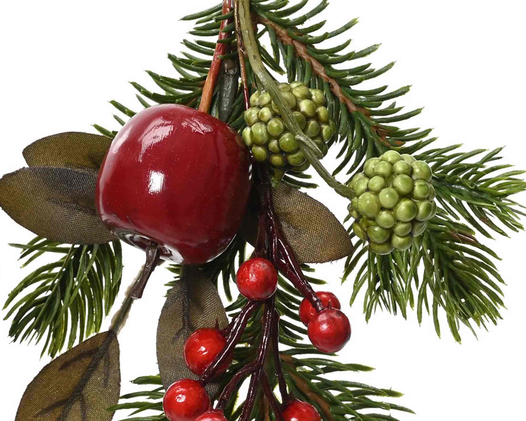 Decorazione Ramo con Clip, Mele, Bacche e More Verde e Rosso D15x22cm - immagine 2