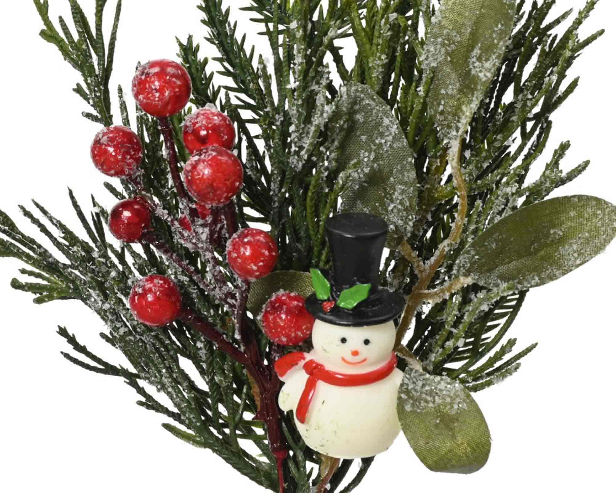 Decorazione Ramo con Clip PInnevato Assortito Verde e Rosso 8x20cm - immagine 2